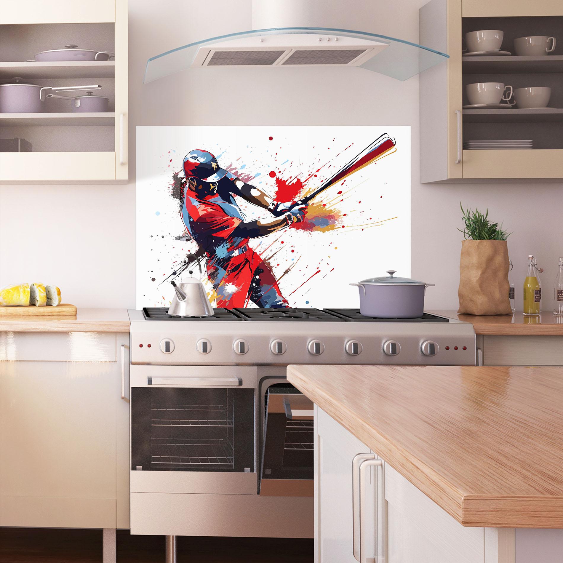 Konyhai üveg hátfal Colorful Baseball mockup 1