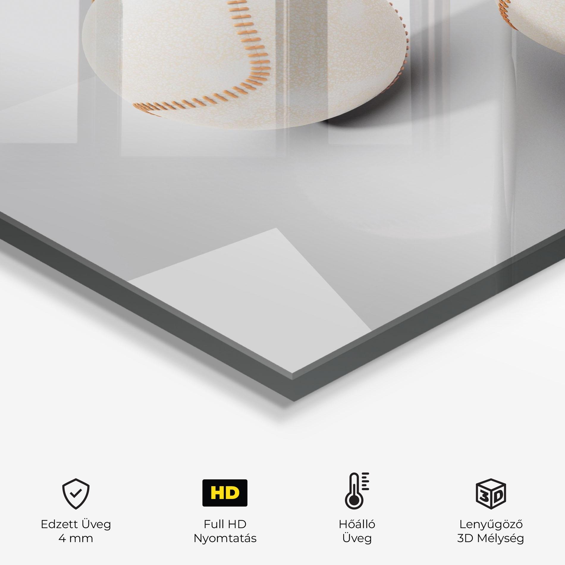 Konyhai üveg hátfal Baseball Ball On White mockup 2