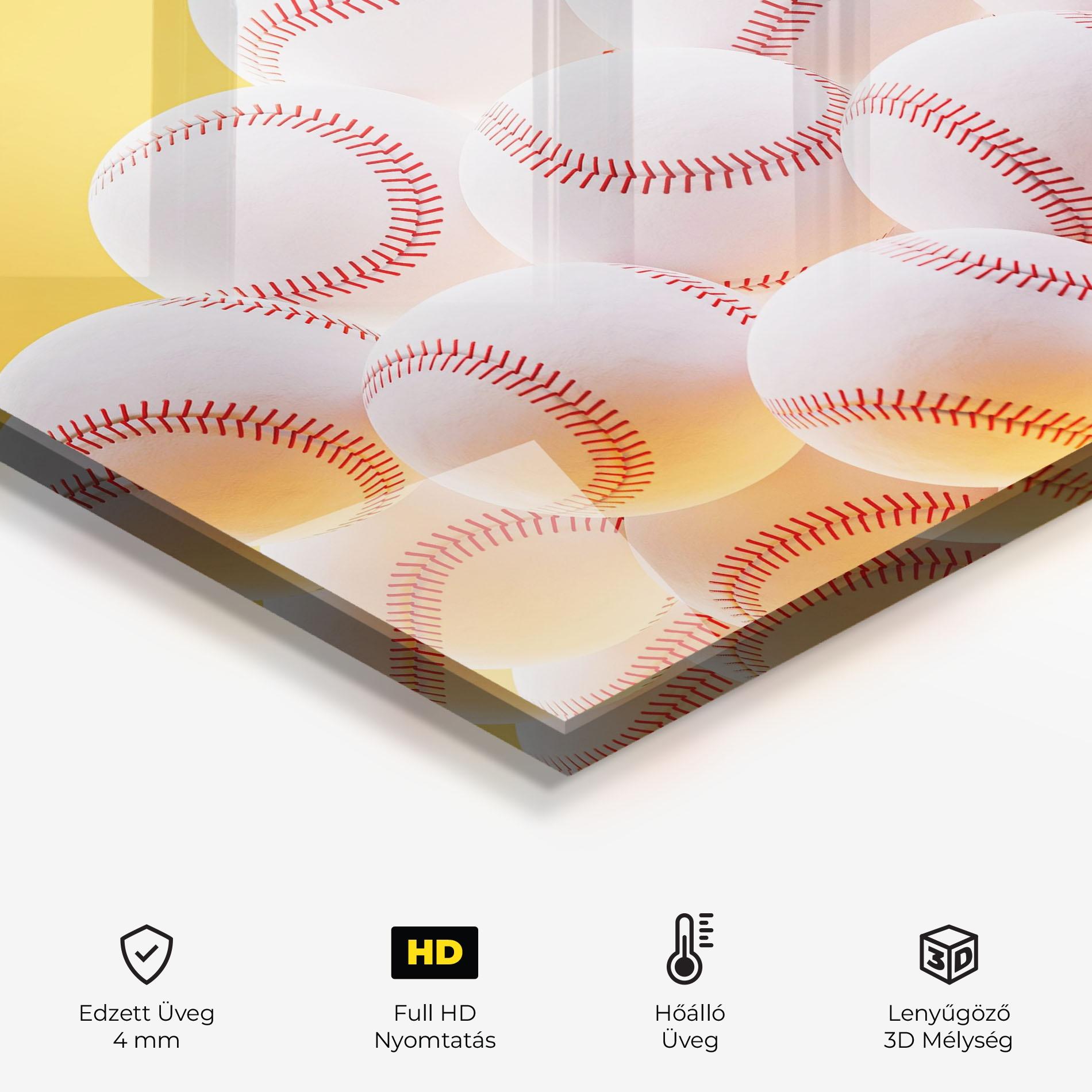 Konyhai üveg hátfal Baseball Ball On Yellow mockup 2