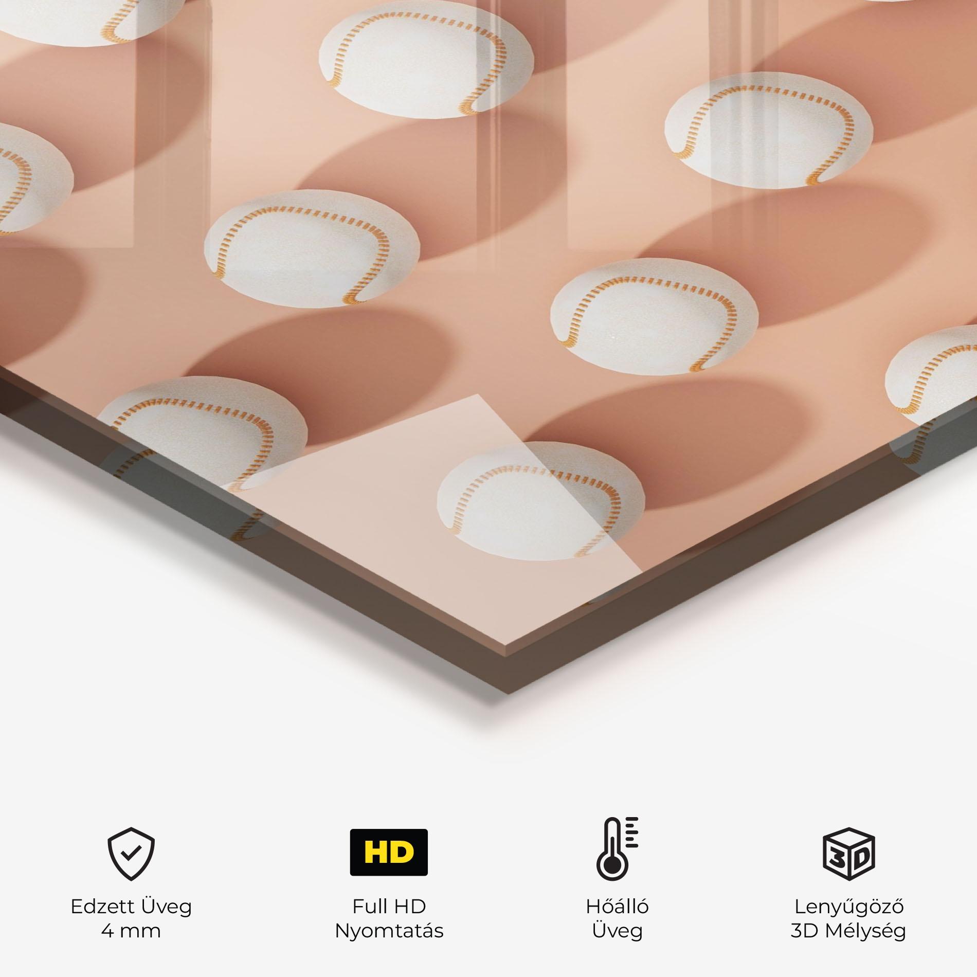 Konyhai üveg hátfal Baseball Ball Pattern mockup 2