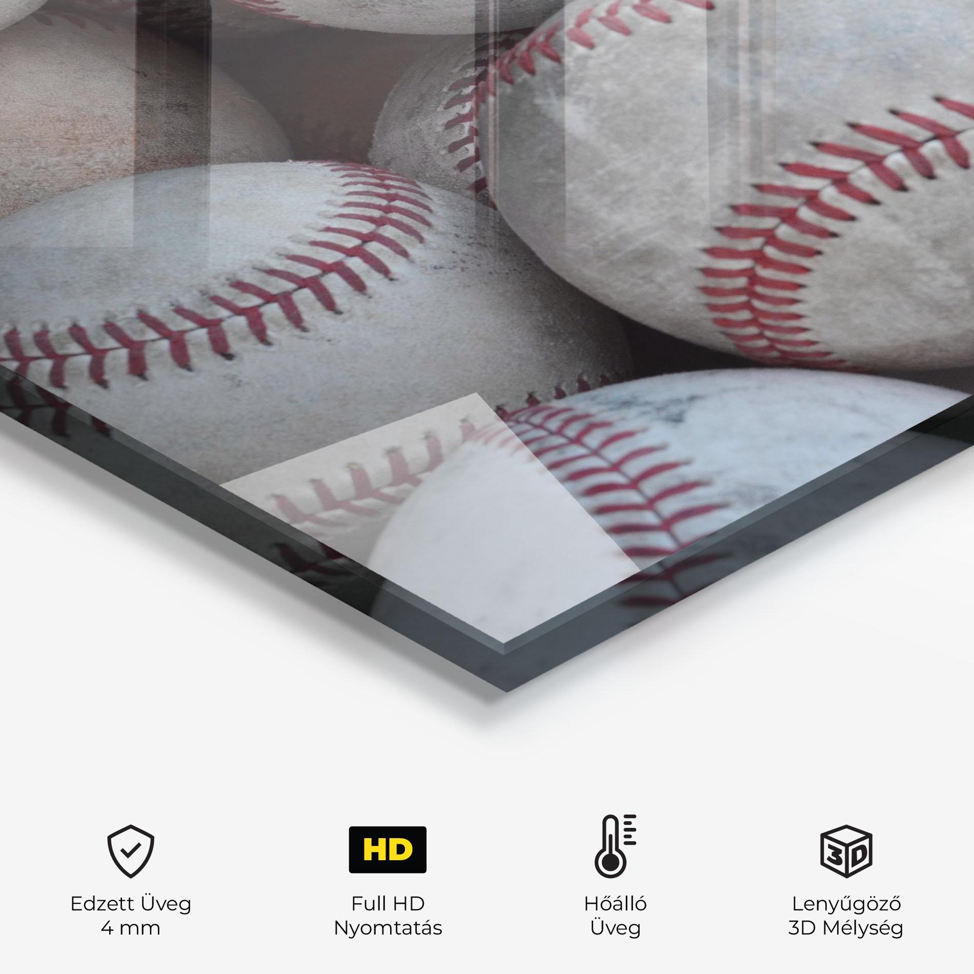 Konyhai üveg hátfal Baseball Balls Set mockup 2