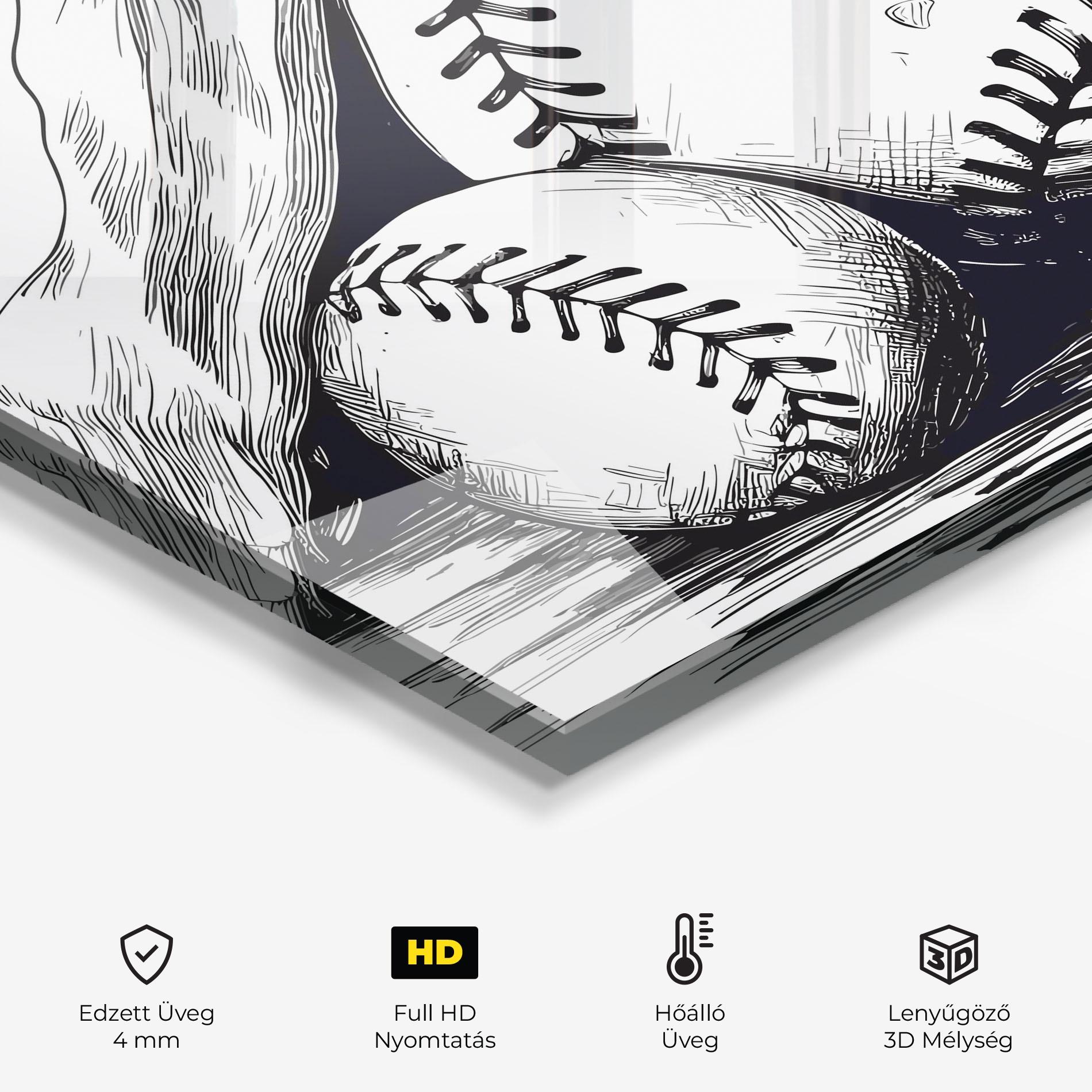 Konyhai üveg hátfal Baseball Grey Line mockup 2