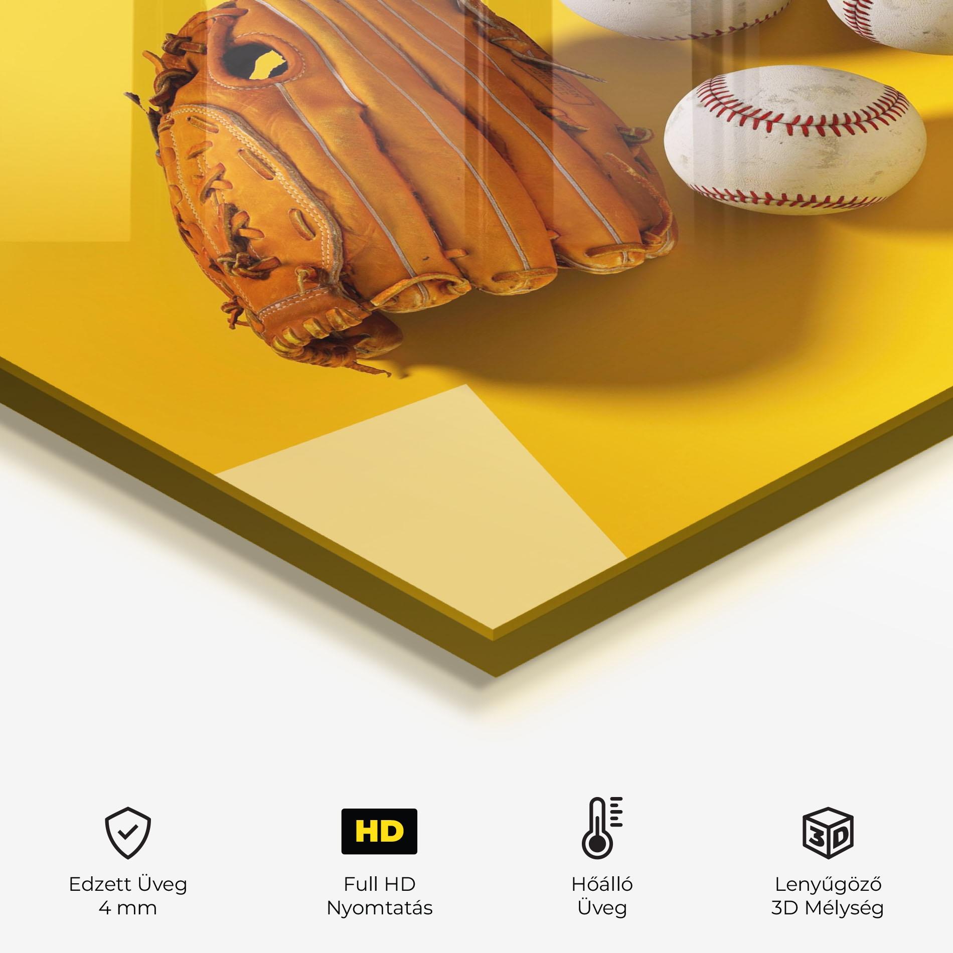 Konyhai üveg hátfal Baseball Set On Yellow mockup 2