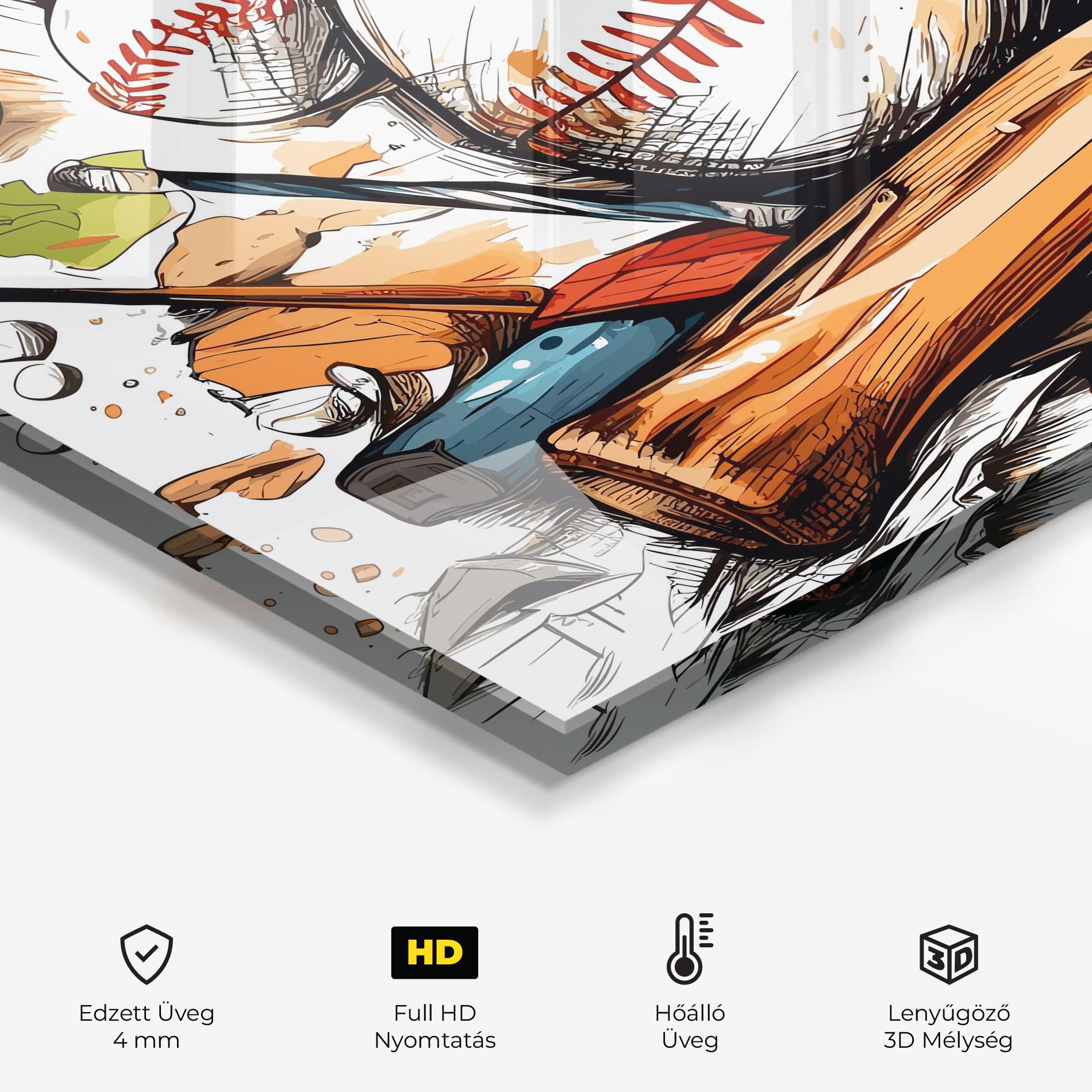 Konyhai üveg hátfal Baseball Trash mockup 2