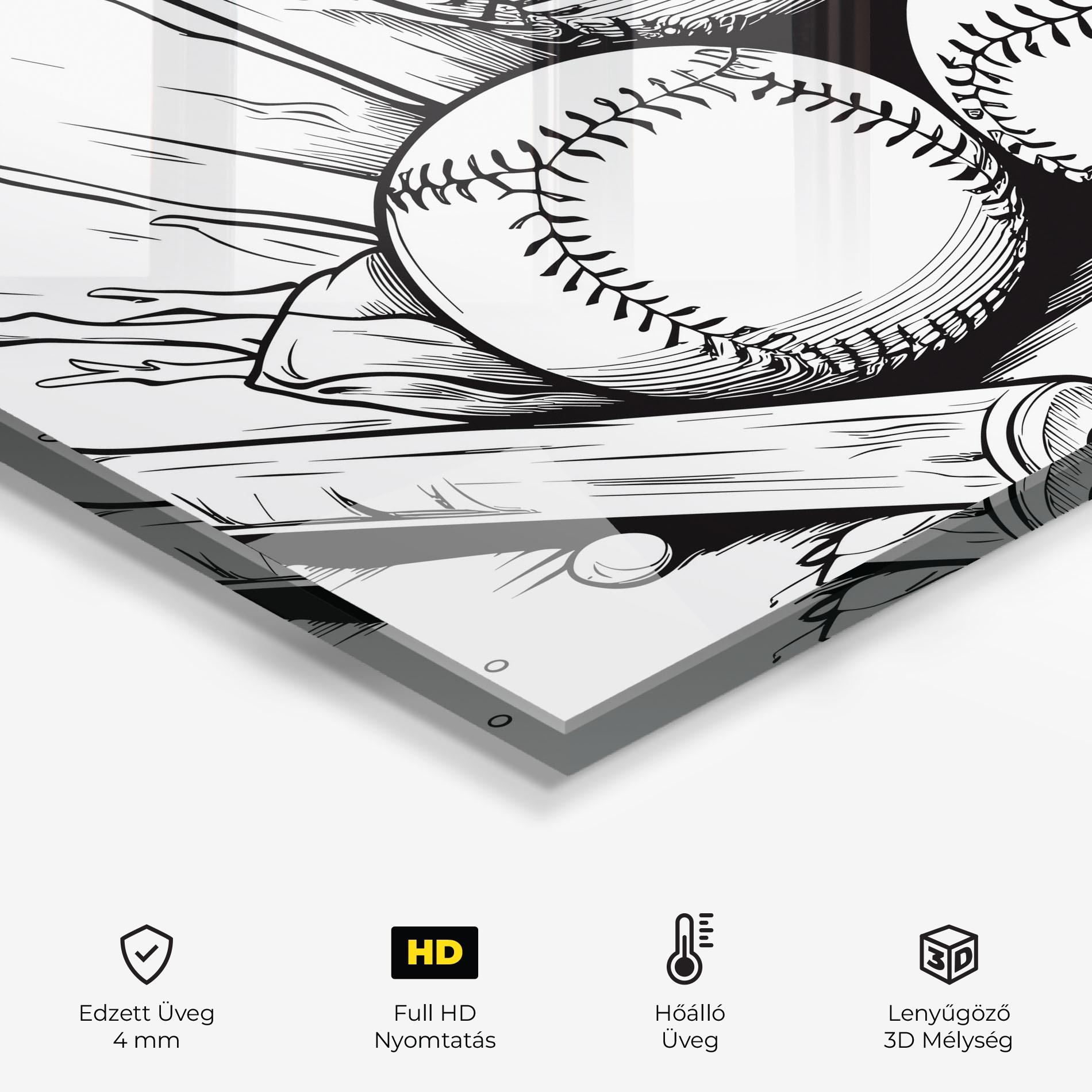 Konyhai üveg hátfal Big Baseball Ball mockup 2