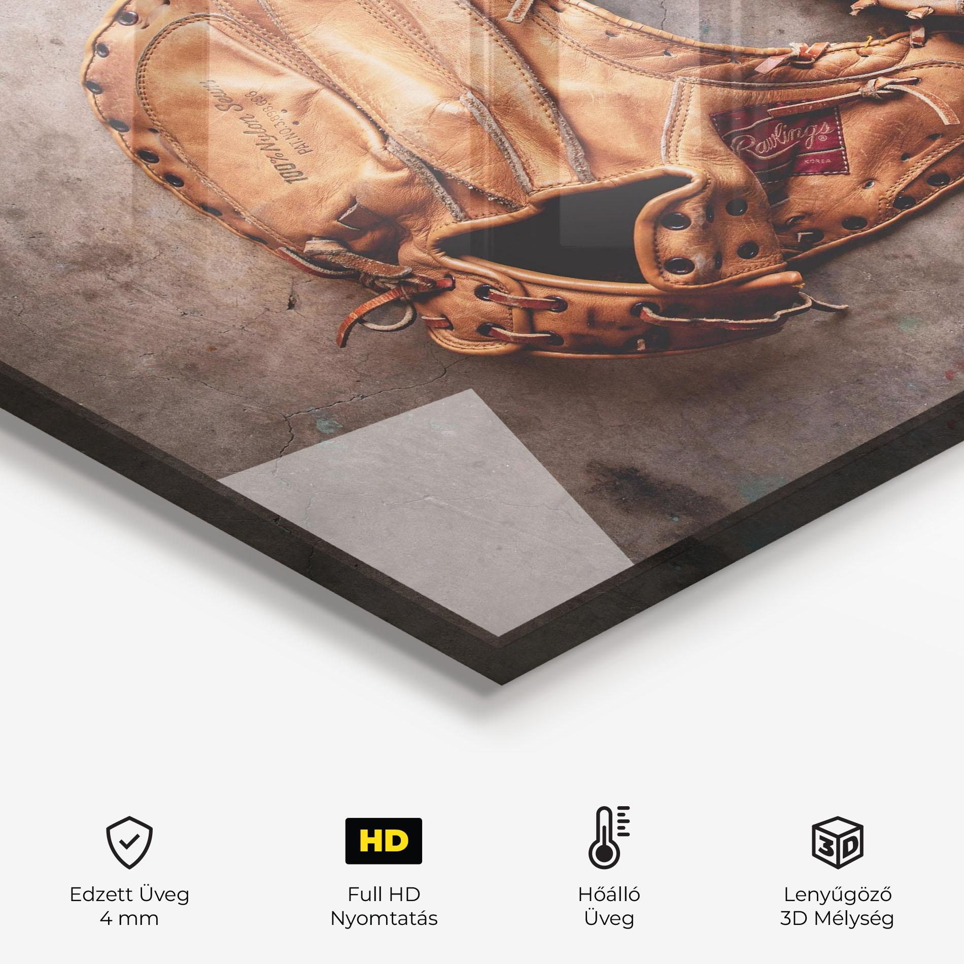 Konyhai üveg hátfal Brown Orange Baseball Gloves mockup 2