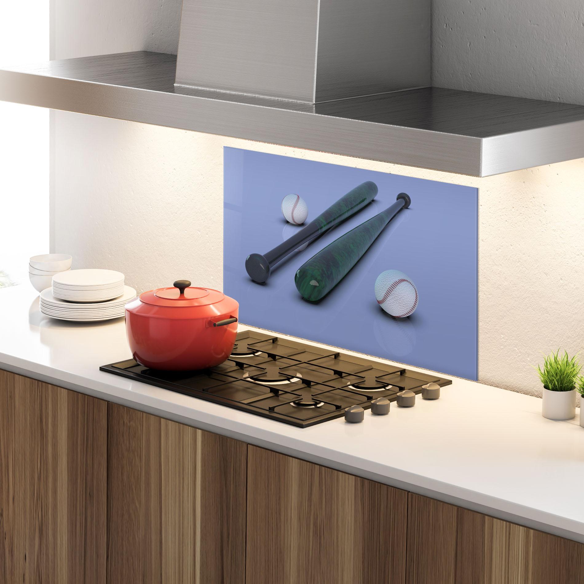 Konyhai üveg hátfal Baseball Ball On Purple mockup 4