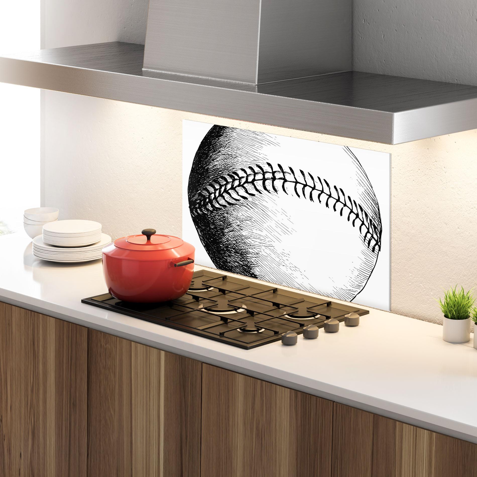 Konyhai üveg hátfal Baseball Black Line mockup 4