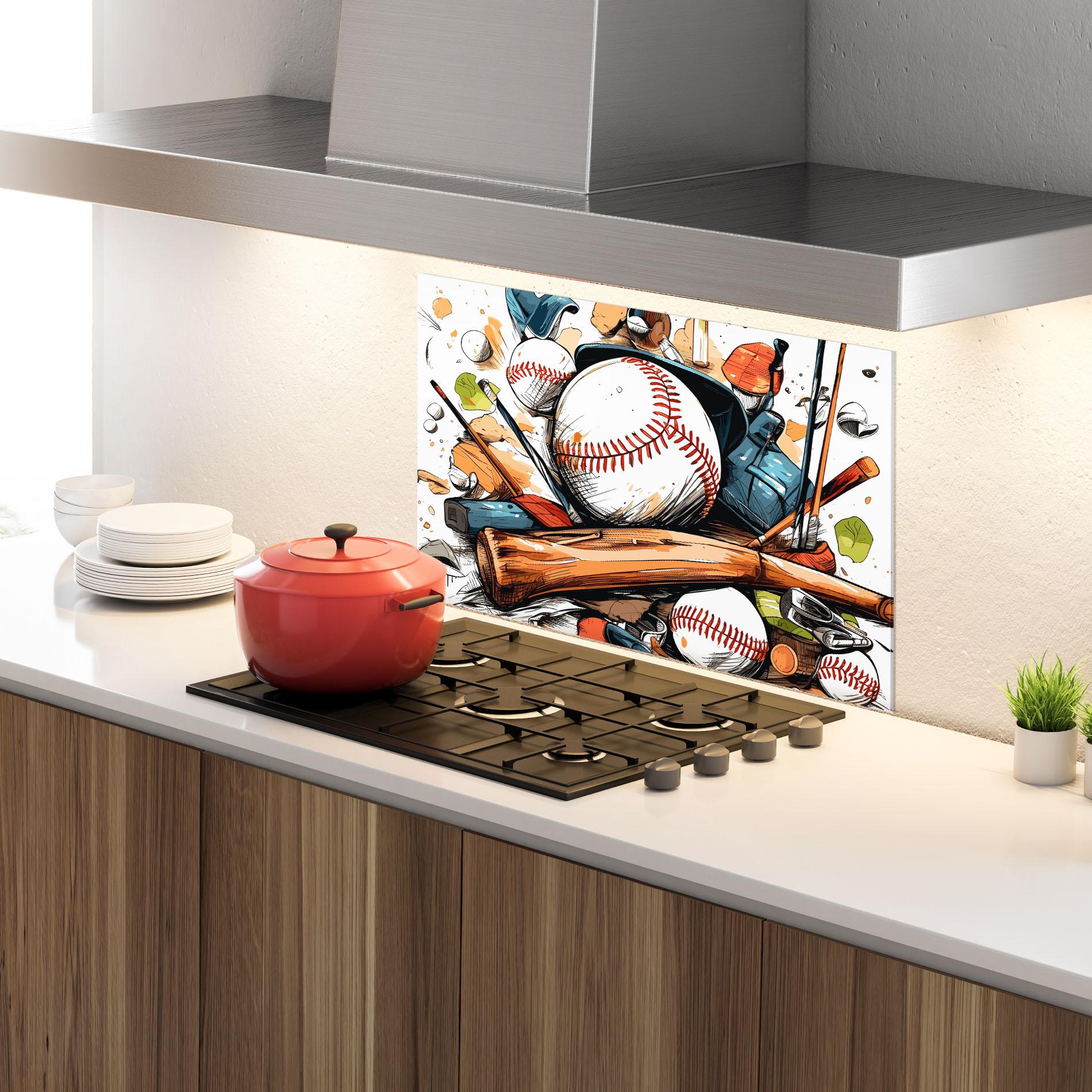 Konyhai üveg hátfal Baseball Trash mockup 4