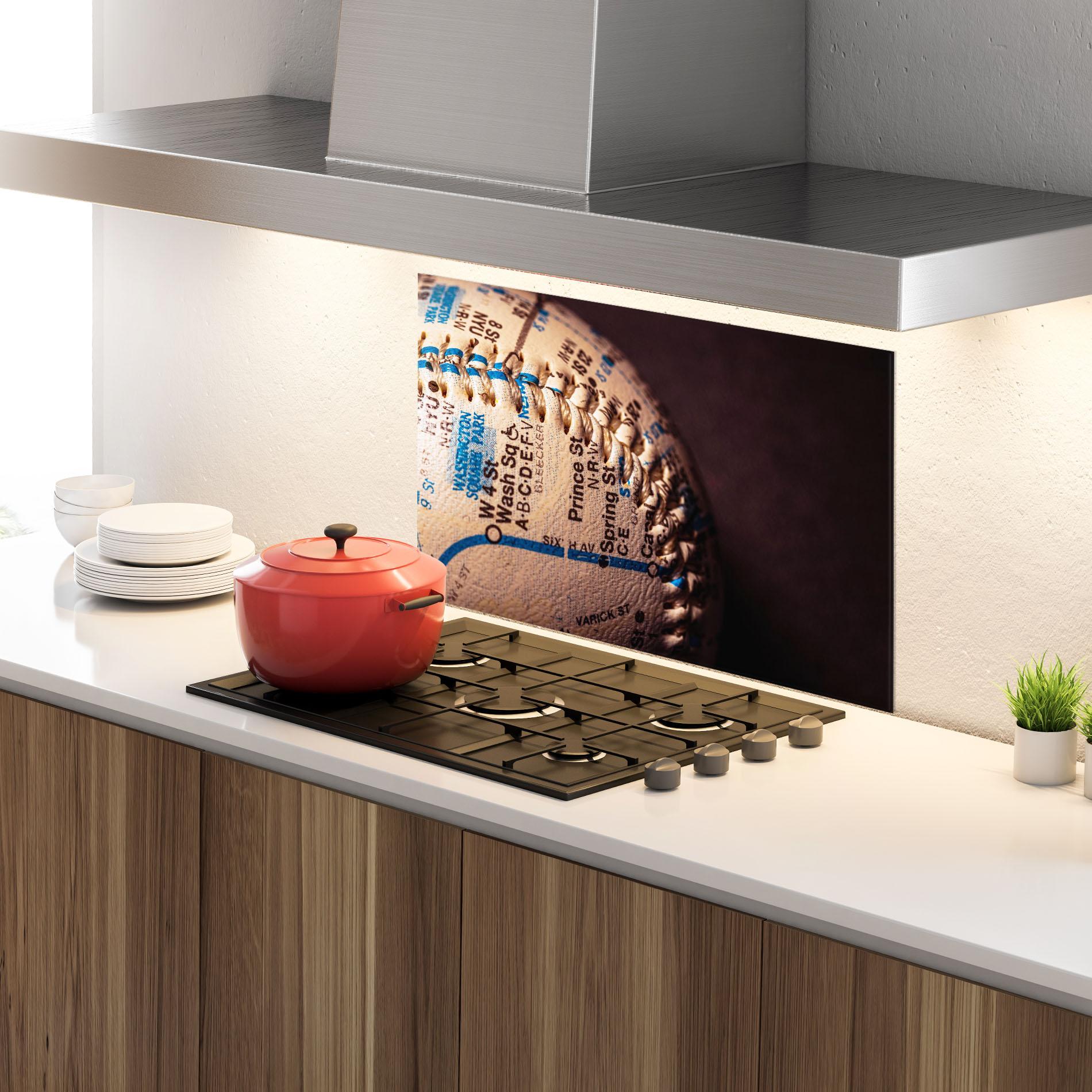 Konyhai üveg hátfal Blue Text Baseball Ball mockup 4