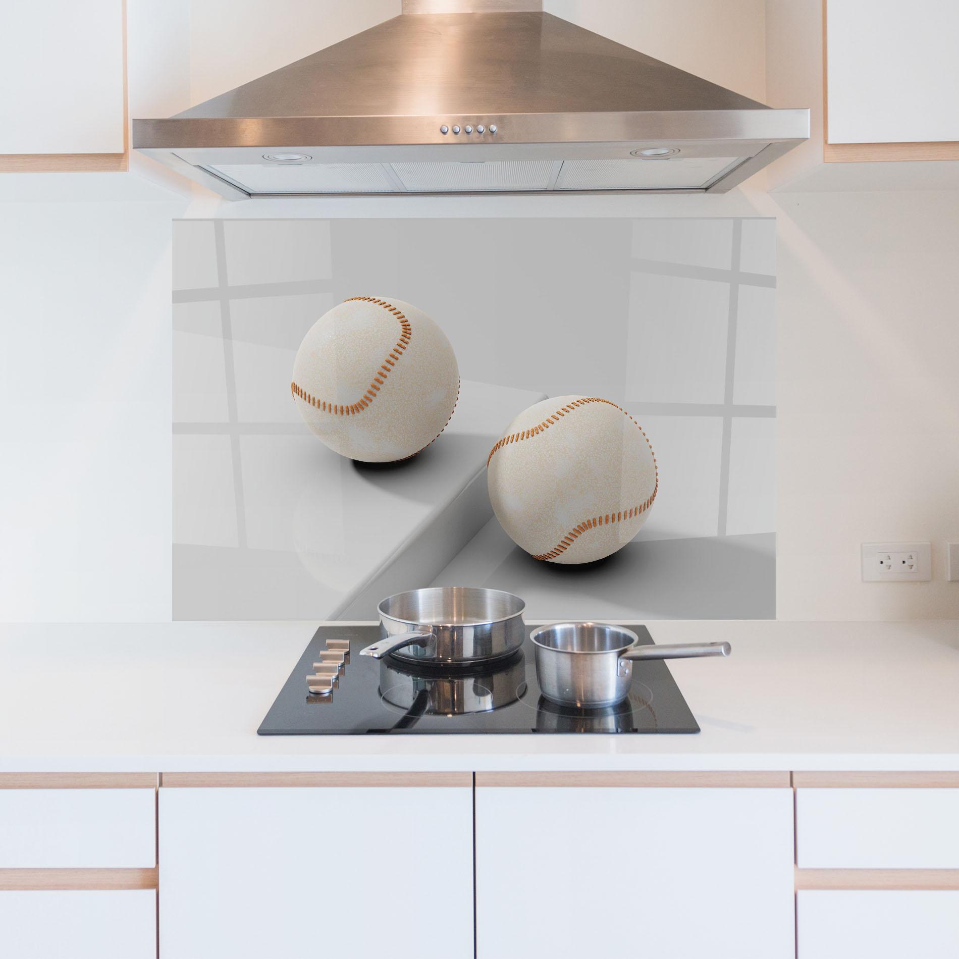 Konyhai üveg hátfal Baseball Ball On White mockup 5