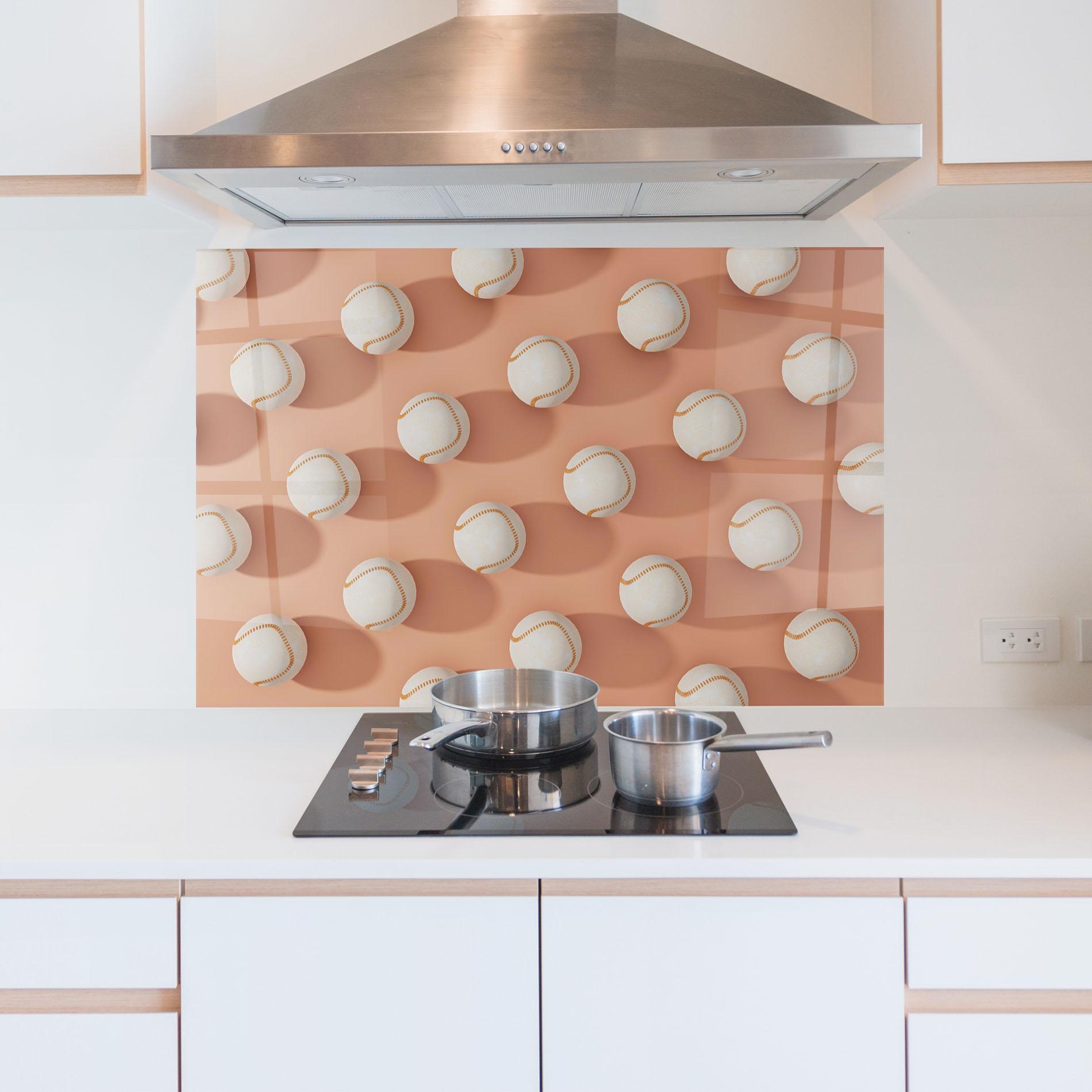 Konyhai üveg hátfal Baseball Ball Pattern mockup 5