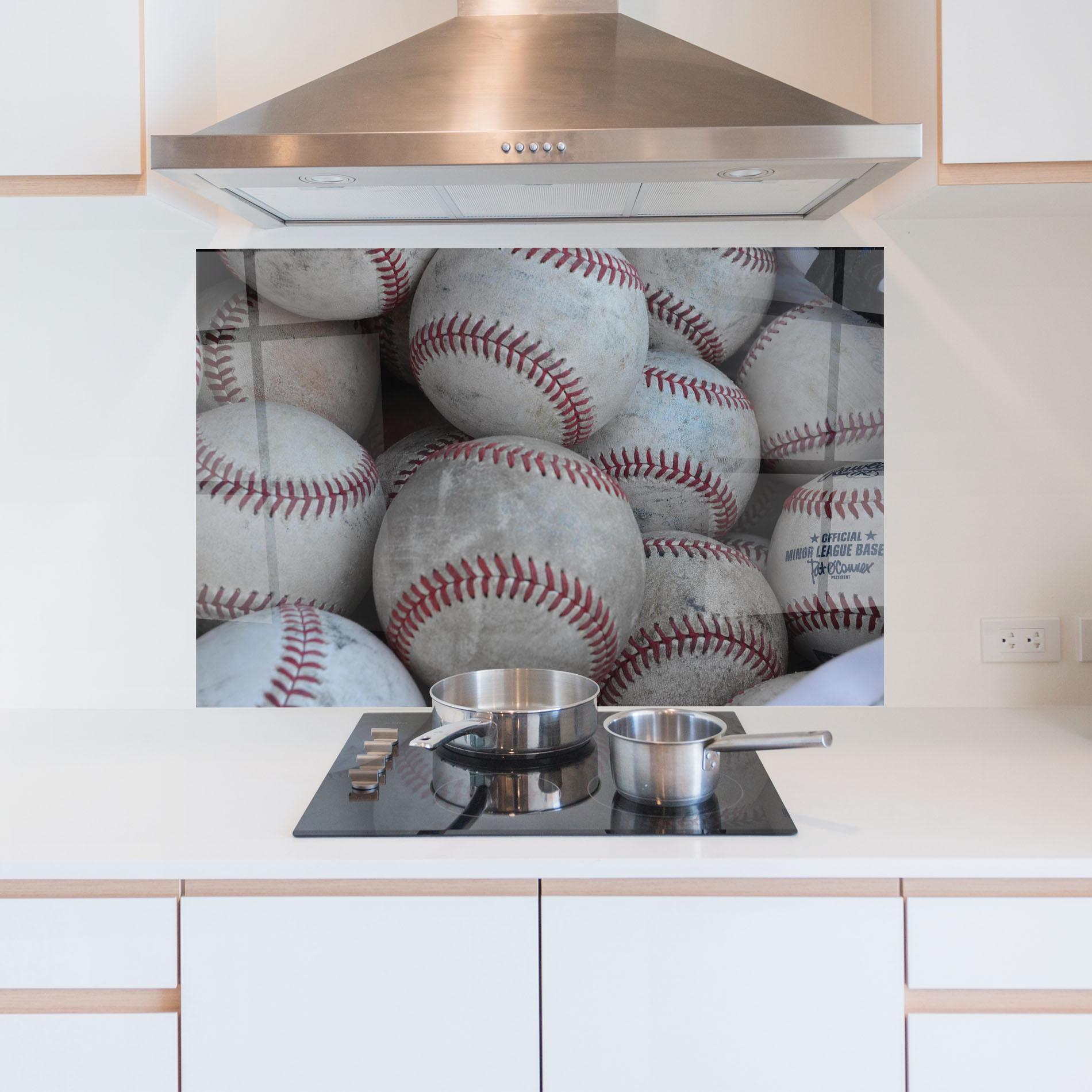 Konyhai üveg hátfal Baseball Balls Set mockup 5