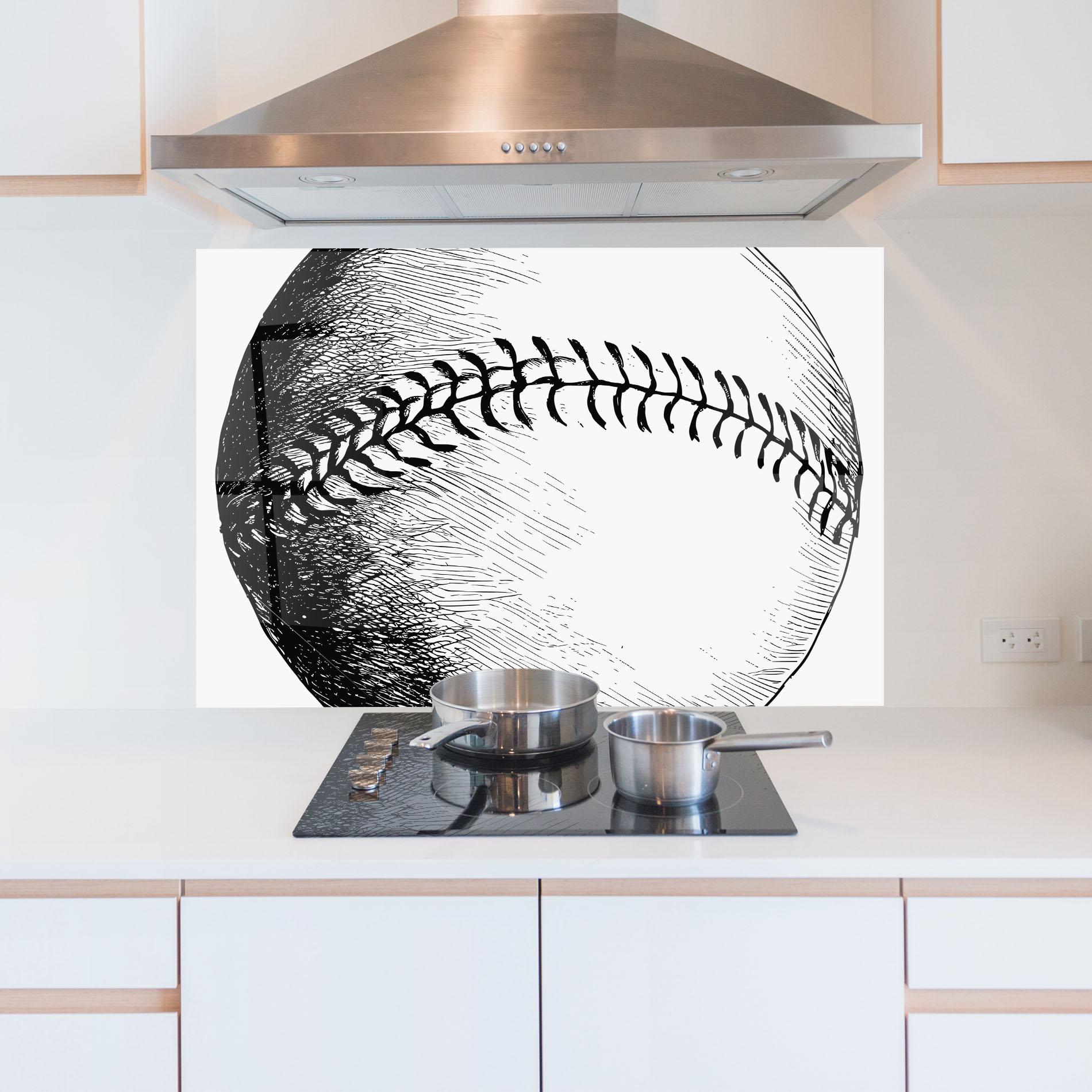 Konyhai üveg hátfal Baseball Black Line mockup 5