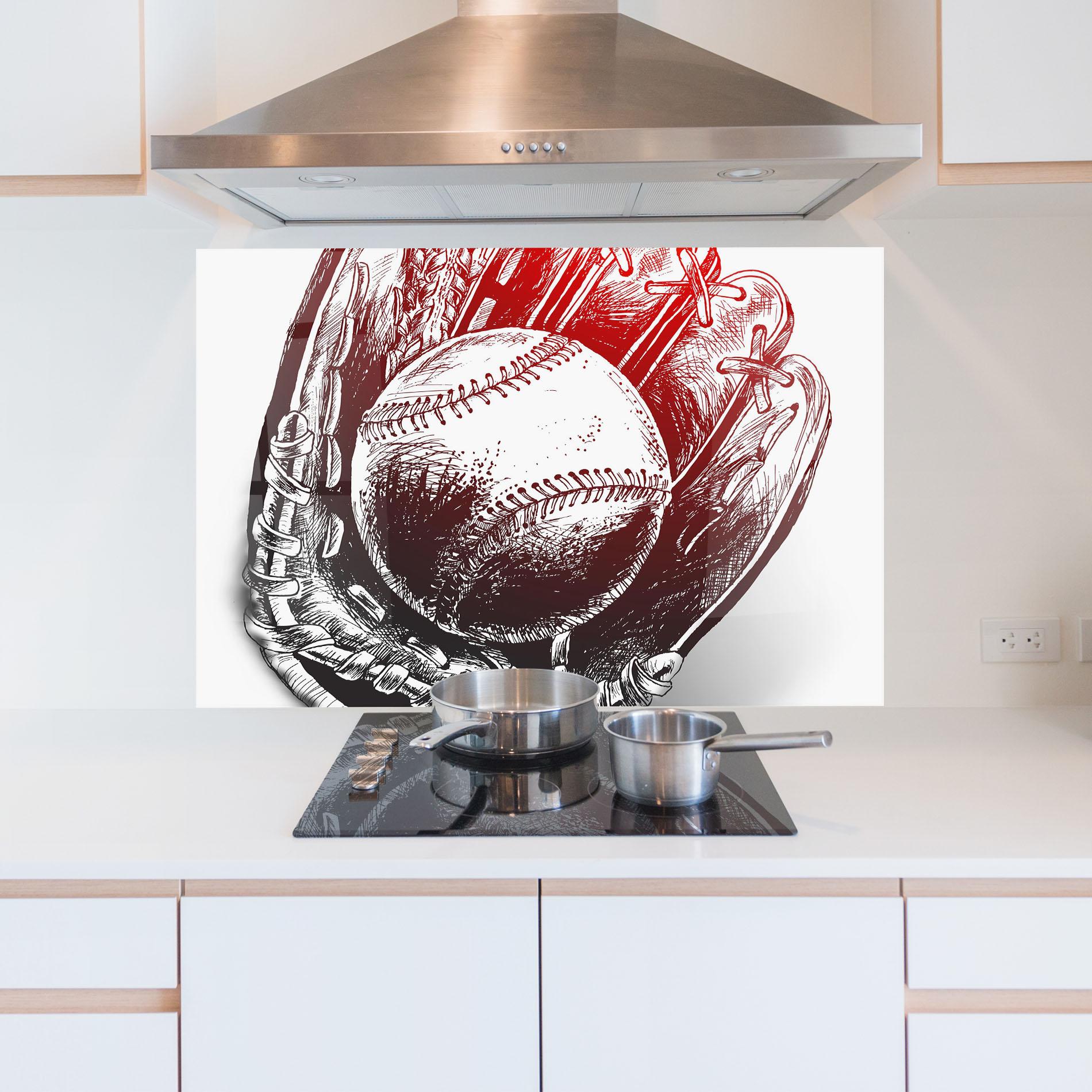 Konyhai üveg hátfal Baseball Glove Art mockup 5