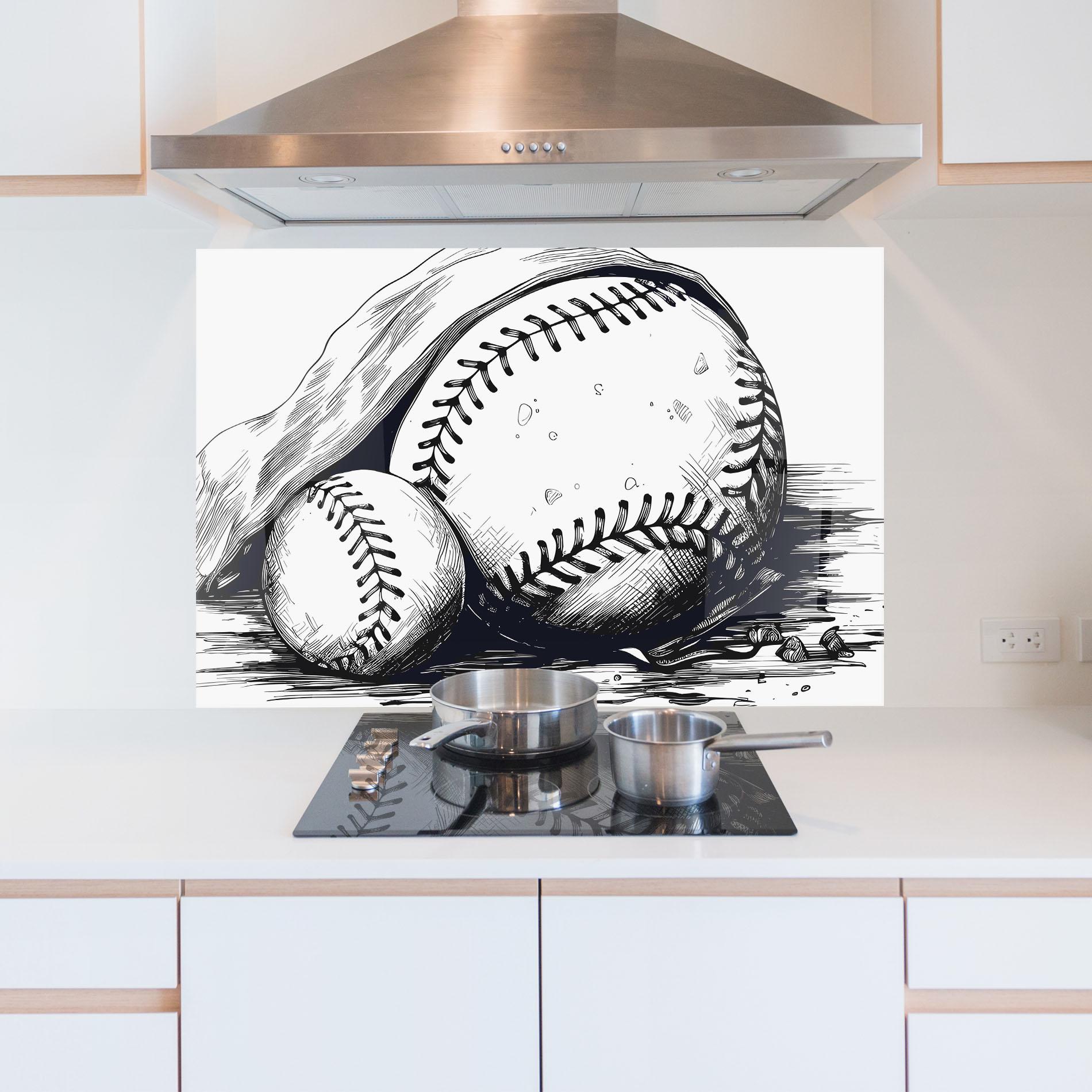 Konyhai üveg hátfal Baseball Grey Line mockup 5