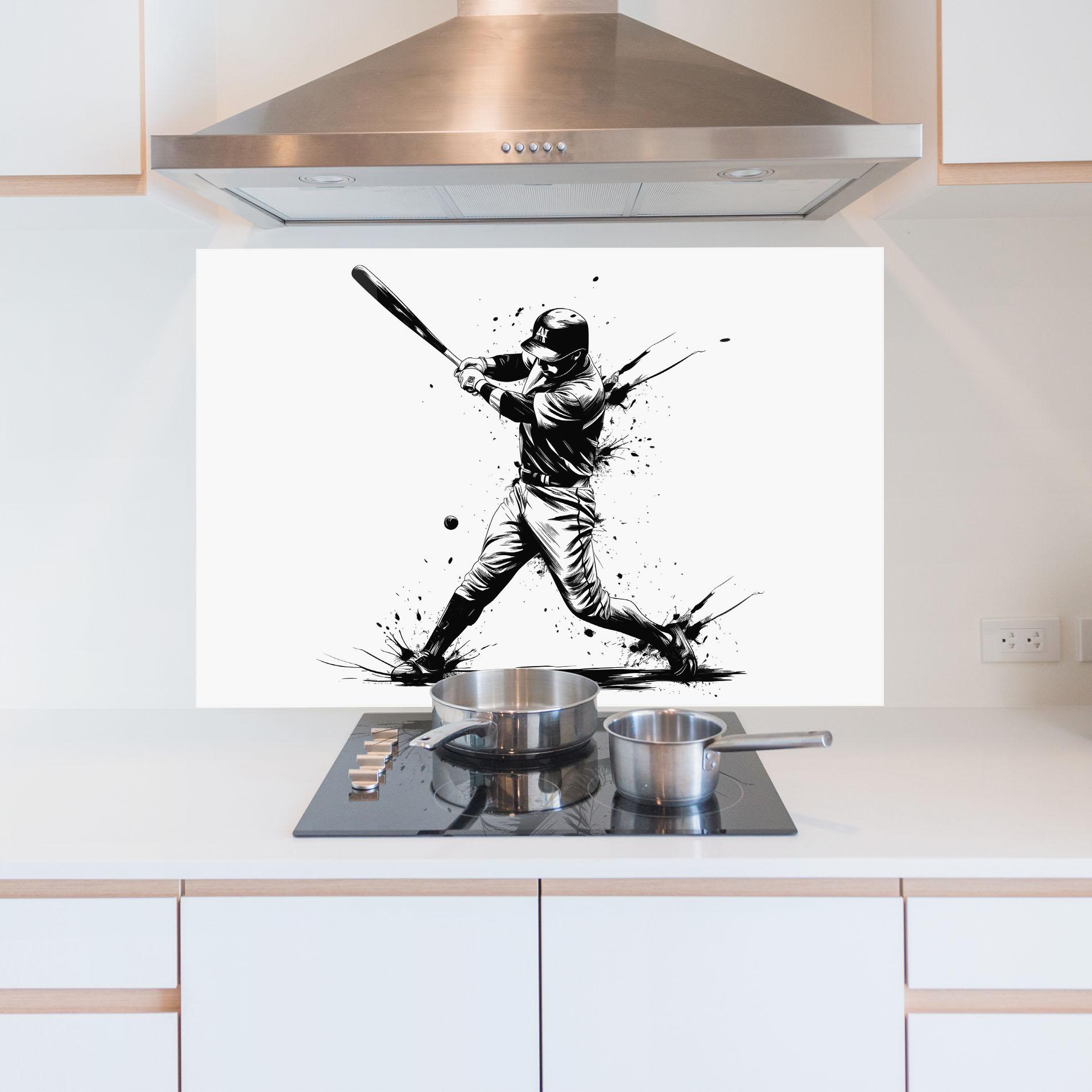 Konyhai üveg hátfal Baseball Splash mockup 5