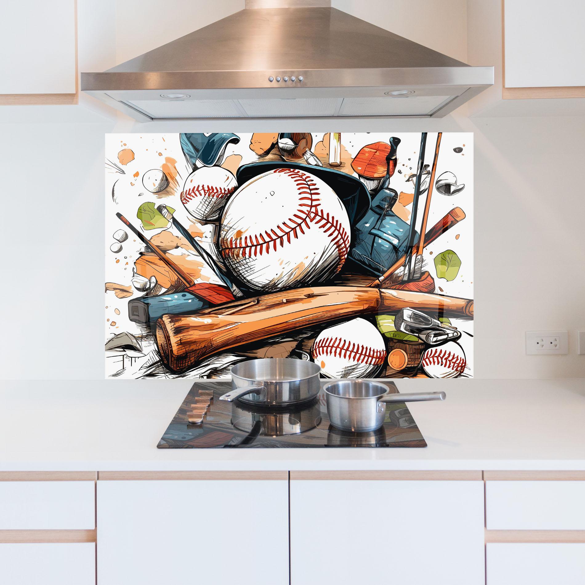 Konyhai üveg hátfal Baseball Trash mockup 5
