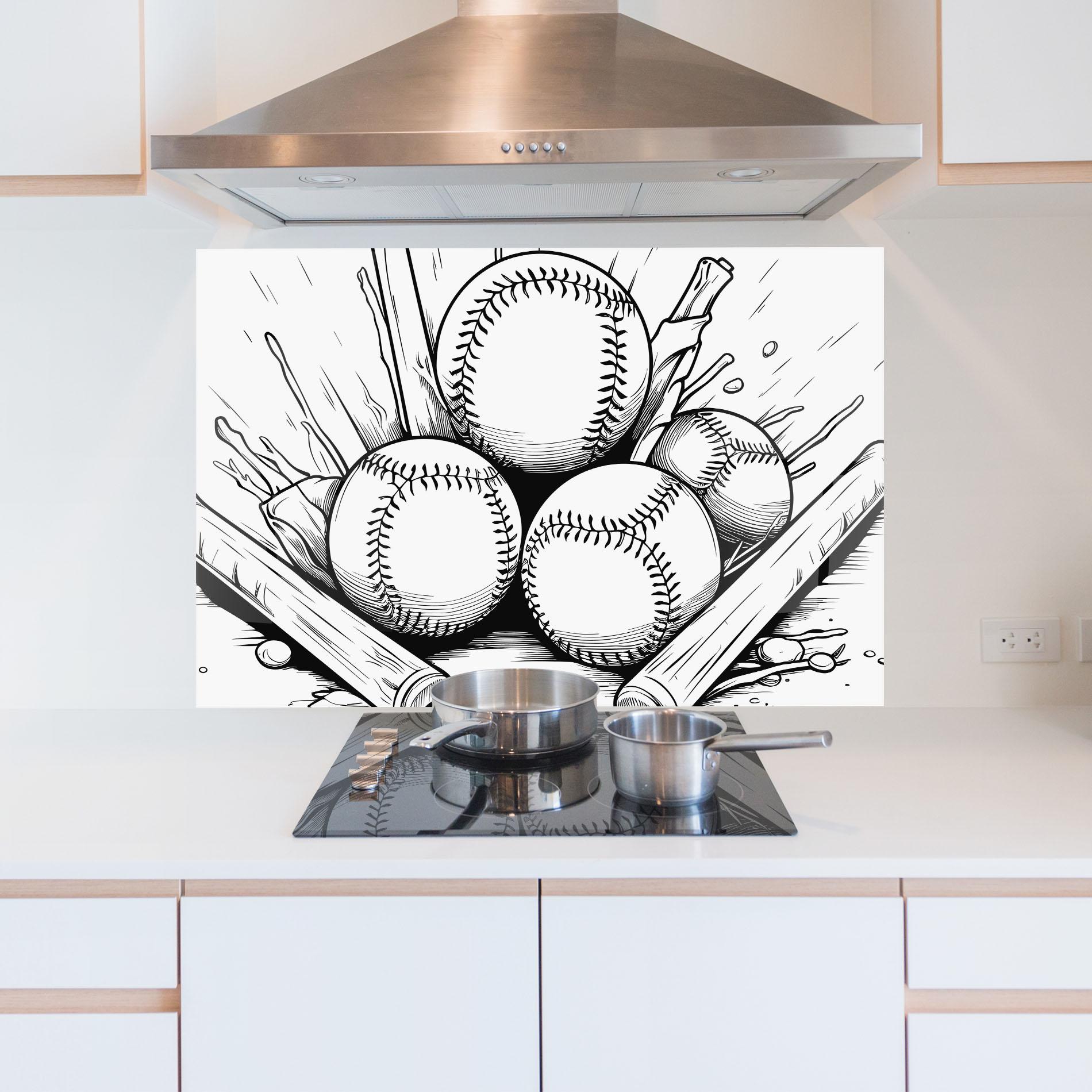 Konyhai üveg hátfal Big Baseball Ball mockup 5