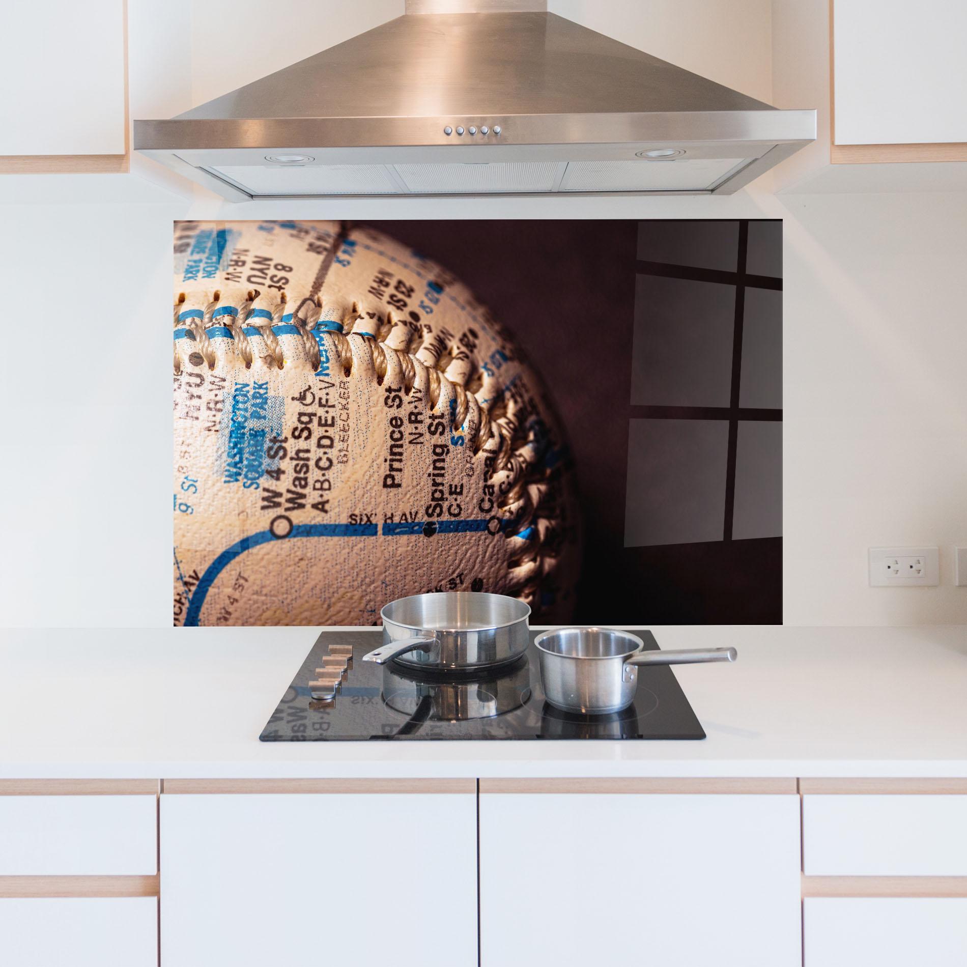 Konyhai üveg hátfal Blue Text Baseball Ball mockup 5