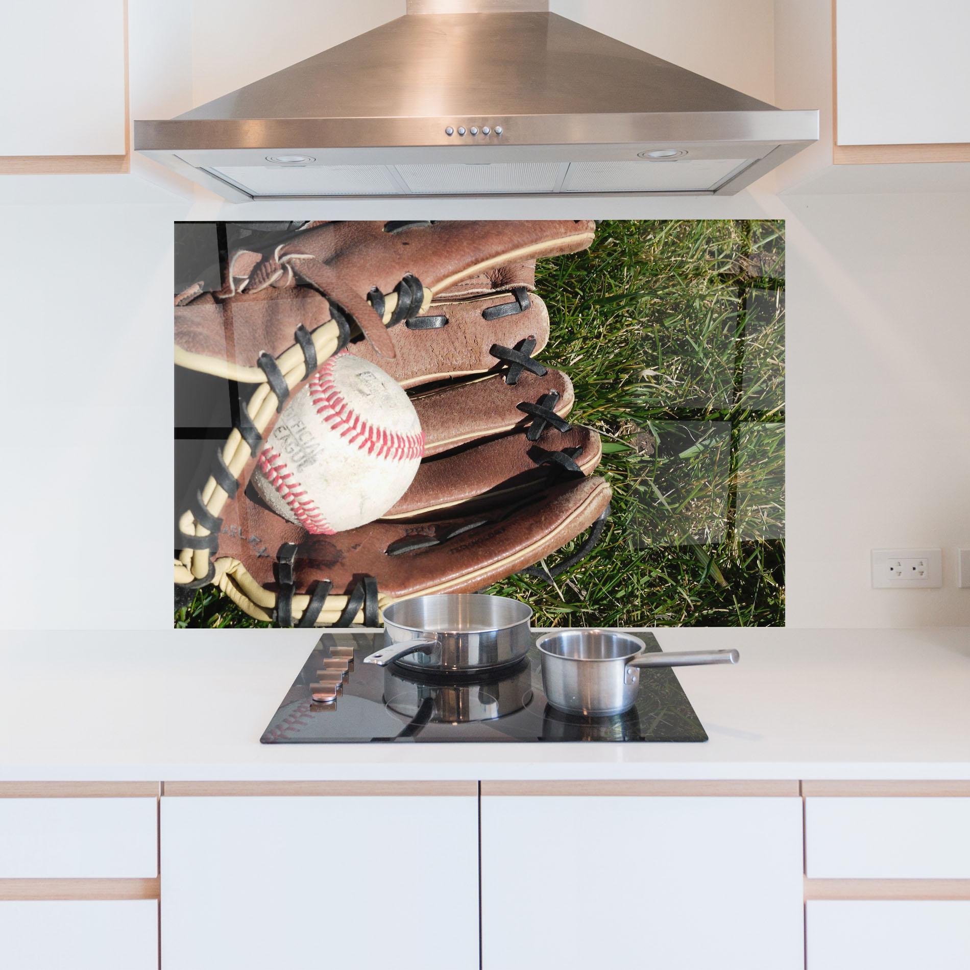 Konyhai üveg hátfal Brown Baseball Glove mockup 5