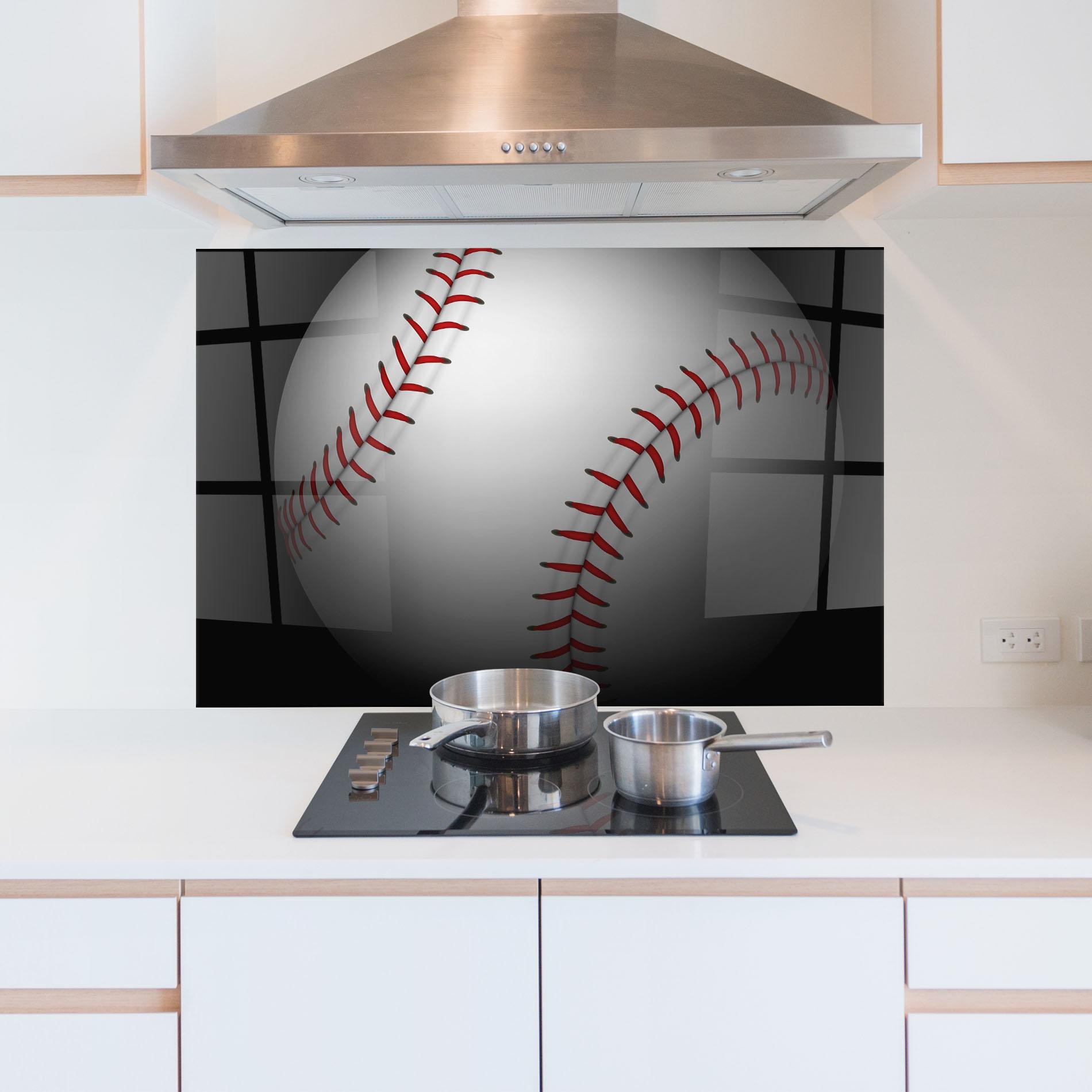 Konyhai üveg hátfal Close Up Baseball mockup 5