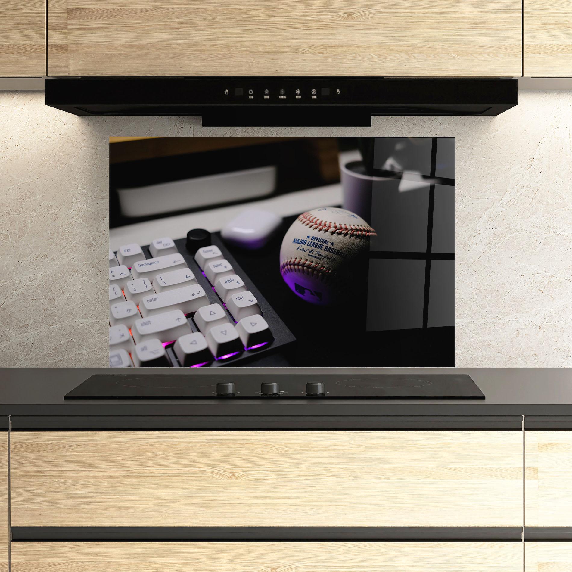 Konyhai üveg hátfal Baseball Ball Gaming mockup 3