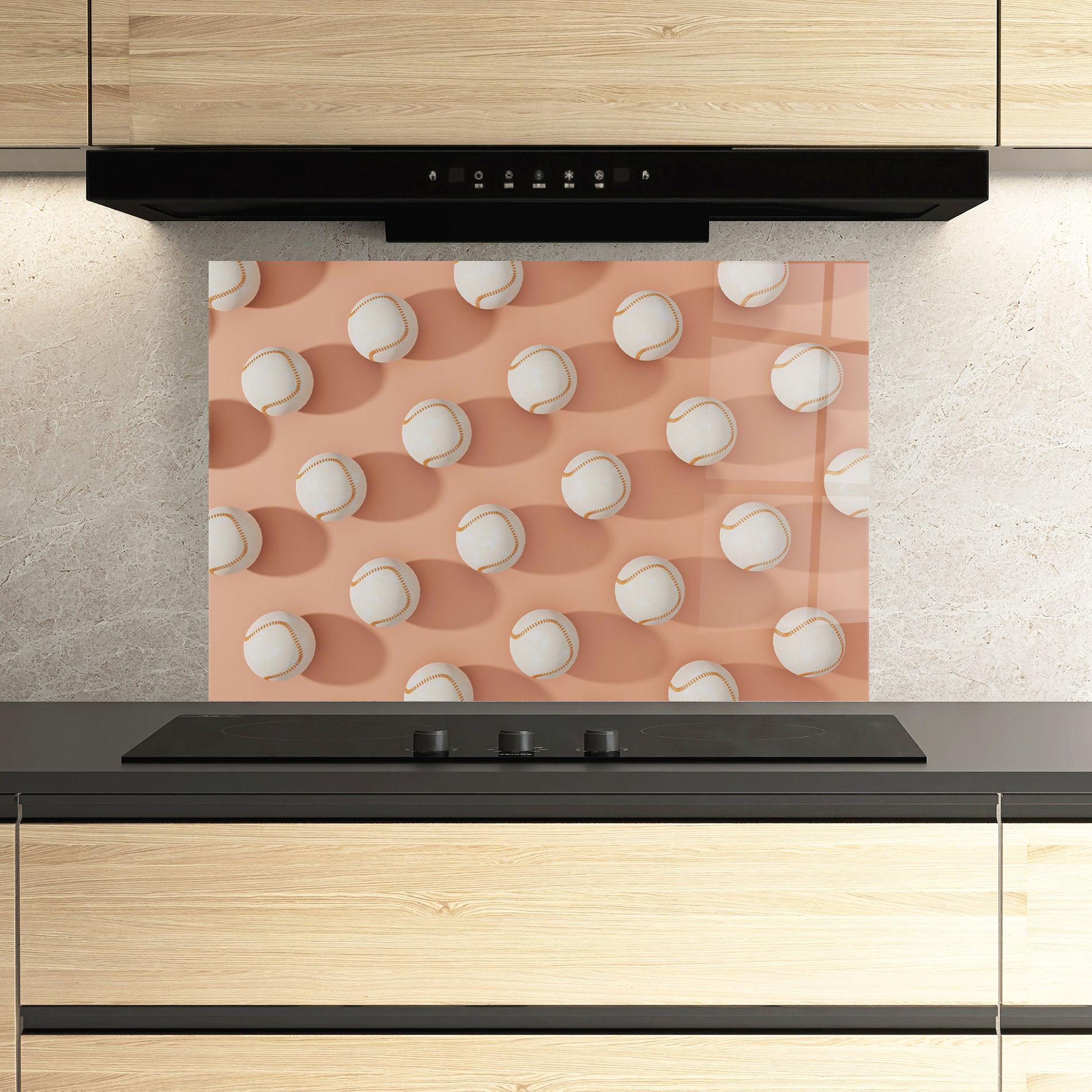 Konyhai üveg hátfal Baseball Ball Pattern mockup 3