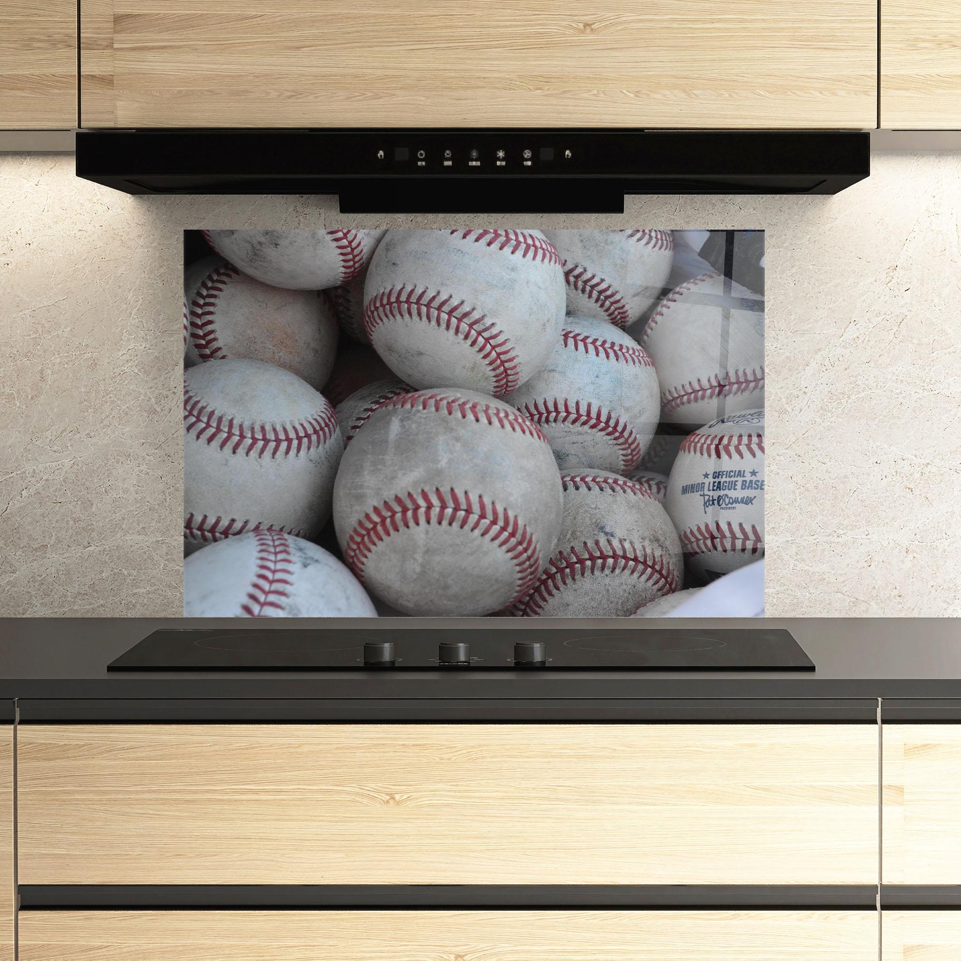Konyhai üveg hátfal Baseball Balls Set mockup 3