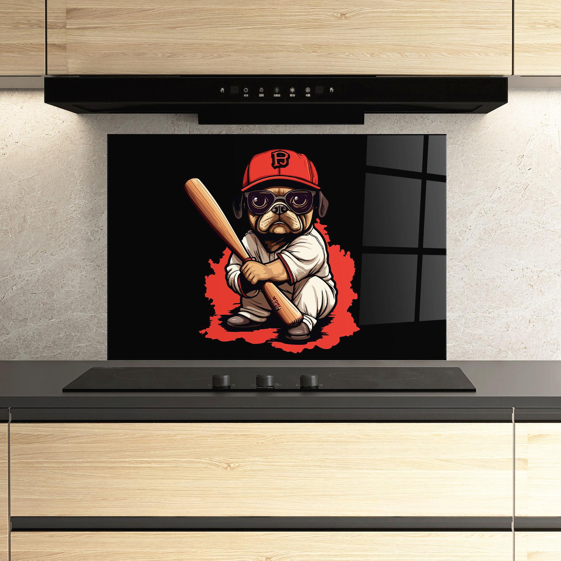 Konyhai üveg hátfal Baseball Dog mockup 3