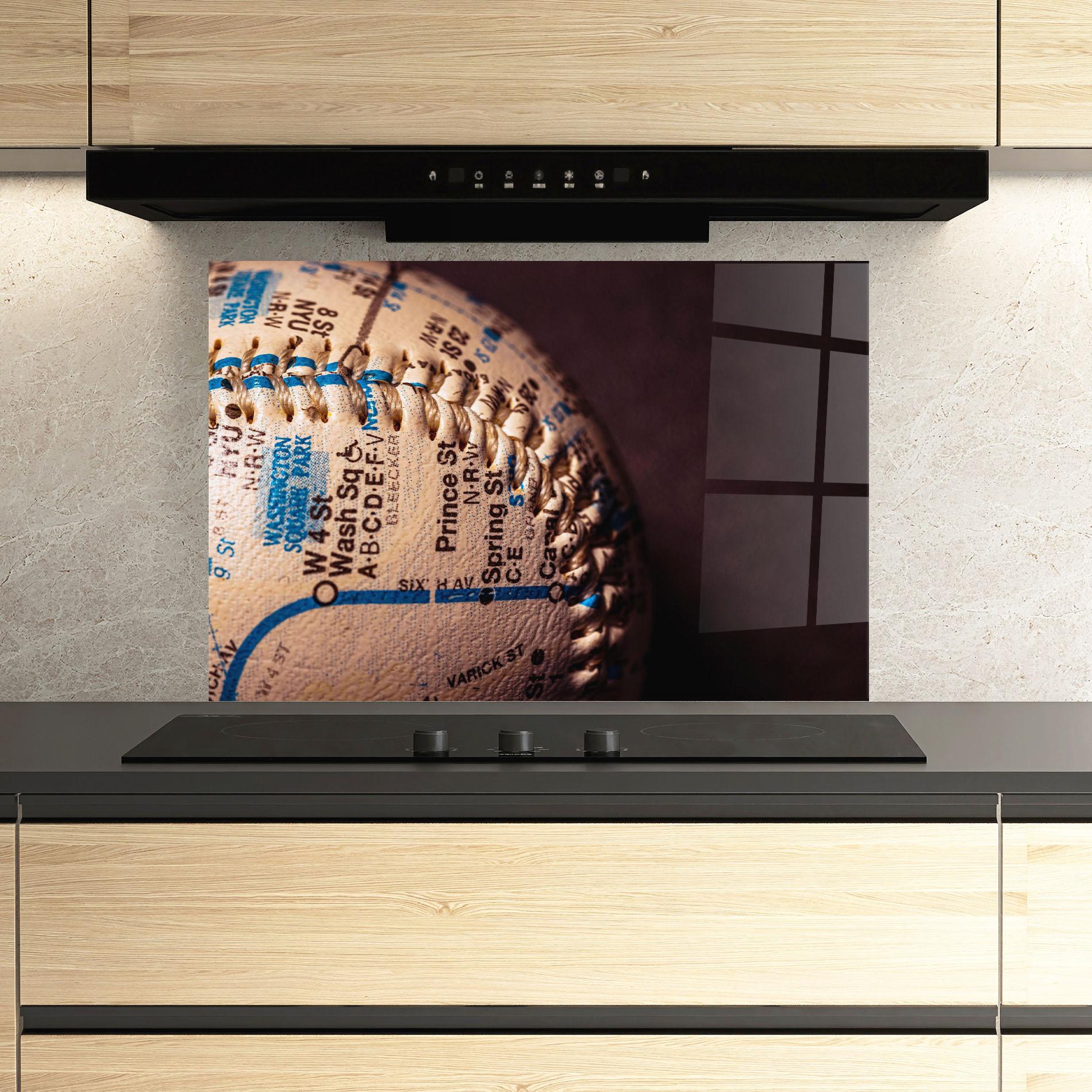 Konyhai üveg hátfal Blue Text Baseball Ball mockup 3