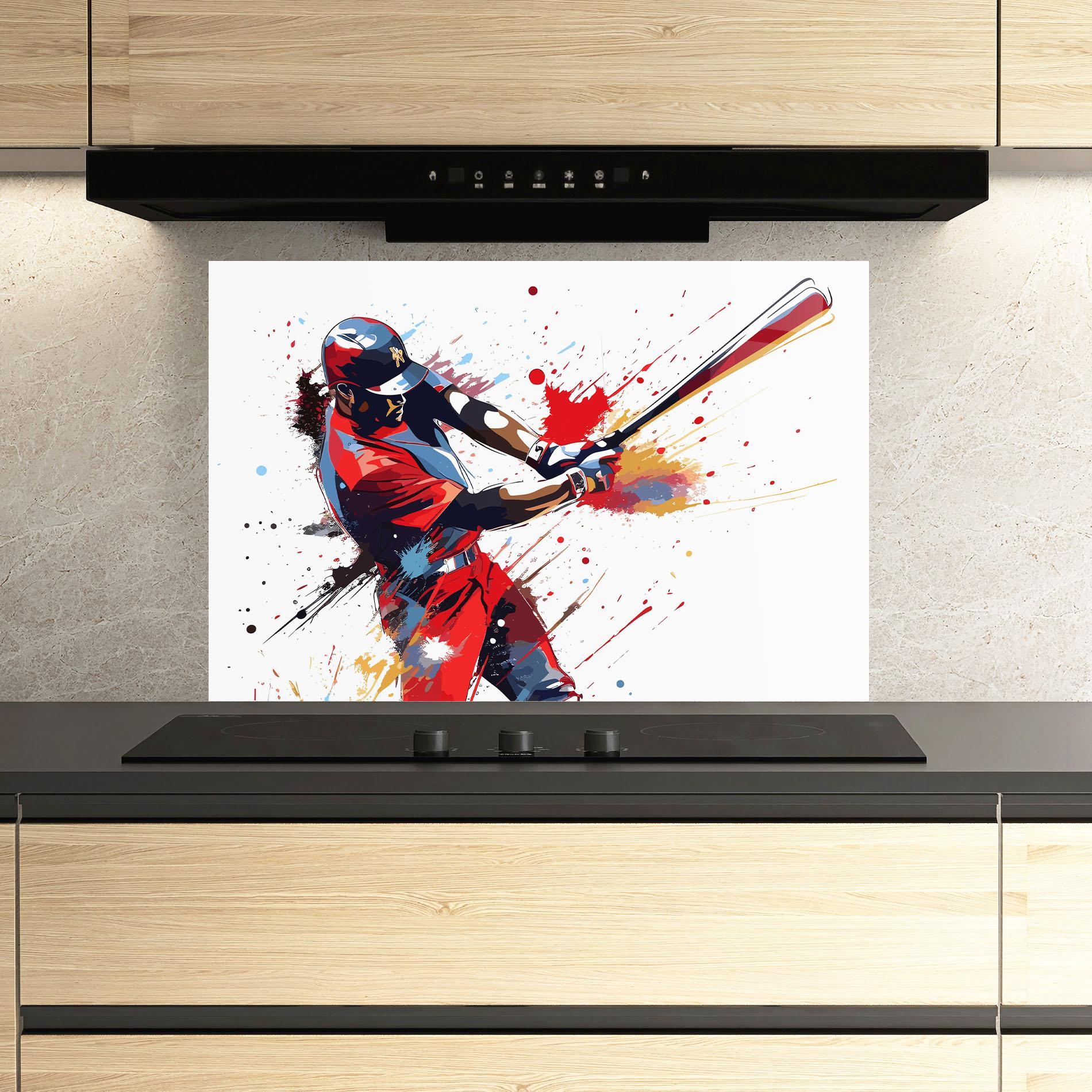 Konyhai üveg hátfal Colorful Baseball mockup 3