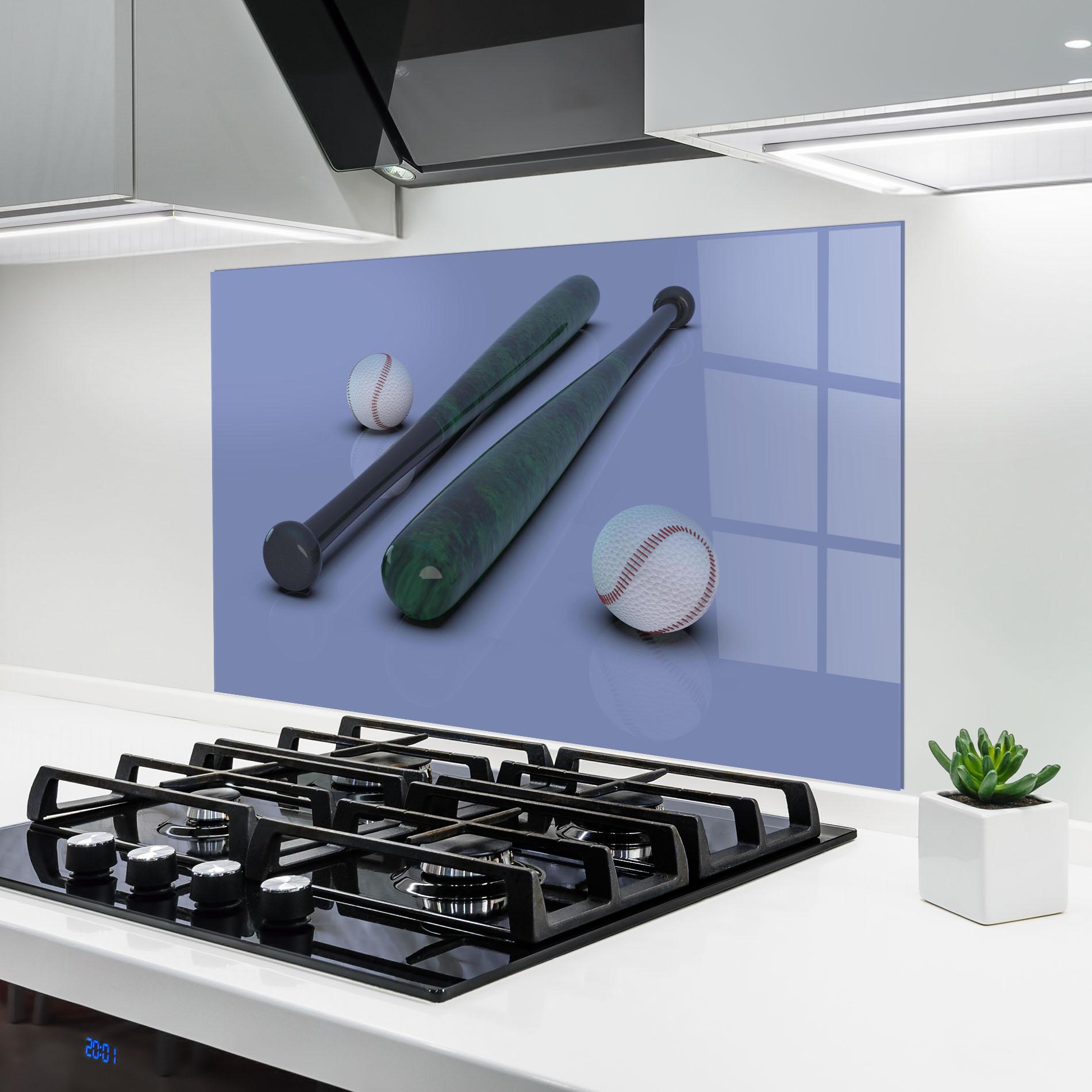 Konyhai üveg hátfal Baseball Ball On Purple mockup 6