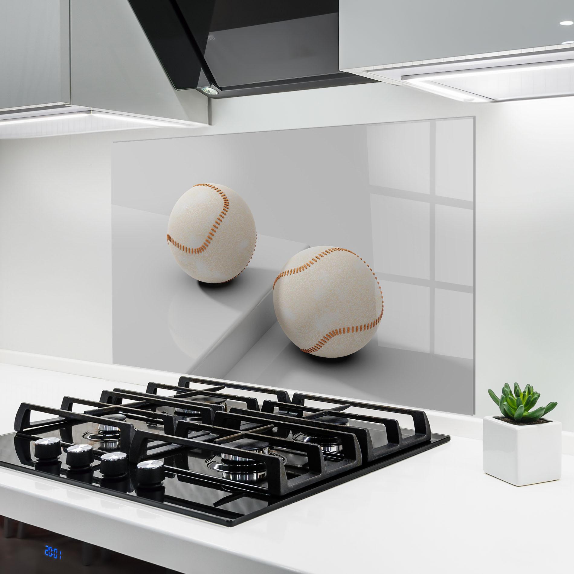 Konyhai üveg hátfal Baseball Ball On White mockup 6
