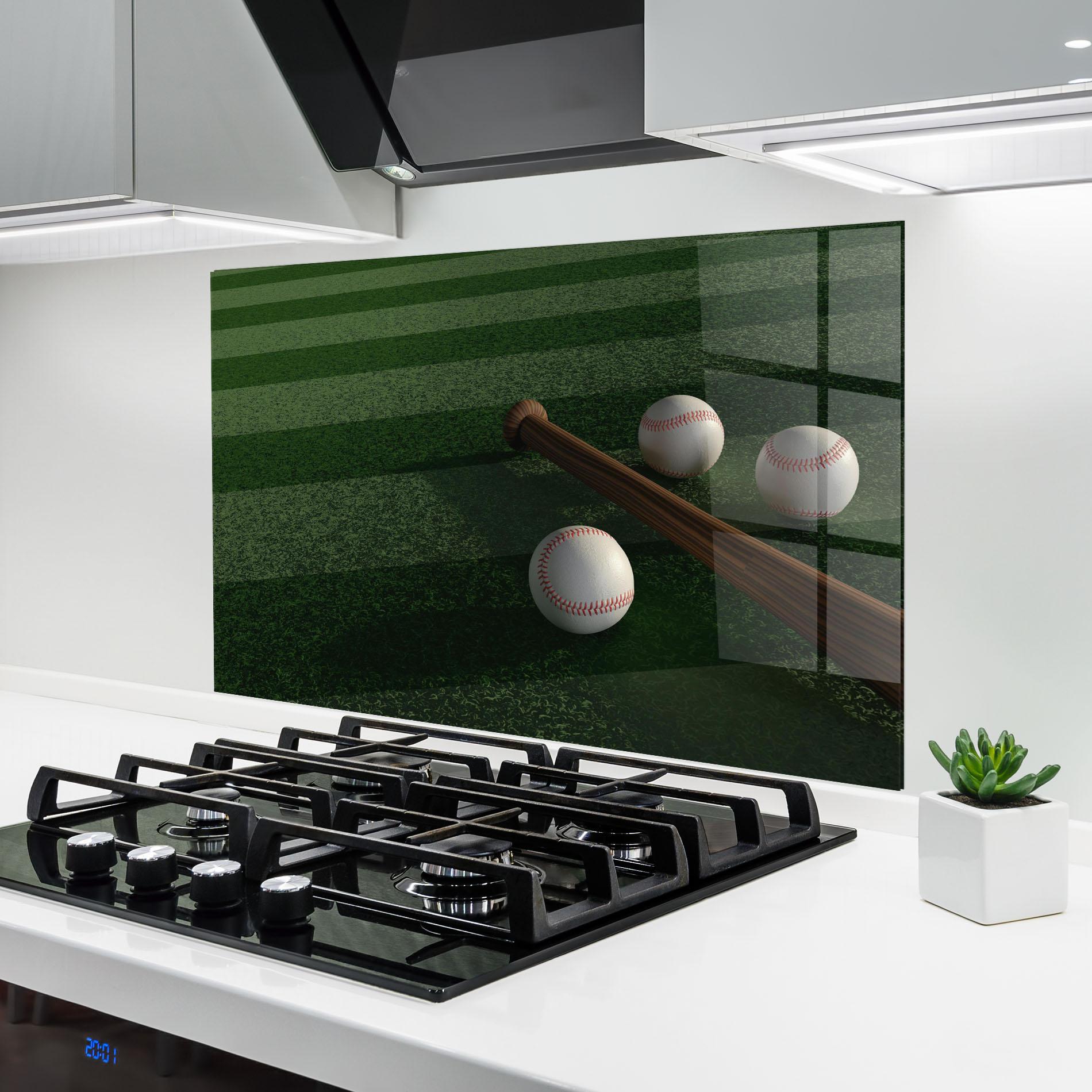 Konyhai üveg hátfal Baseball Balls On Grass mockup 6