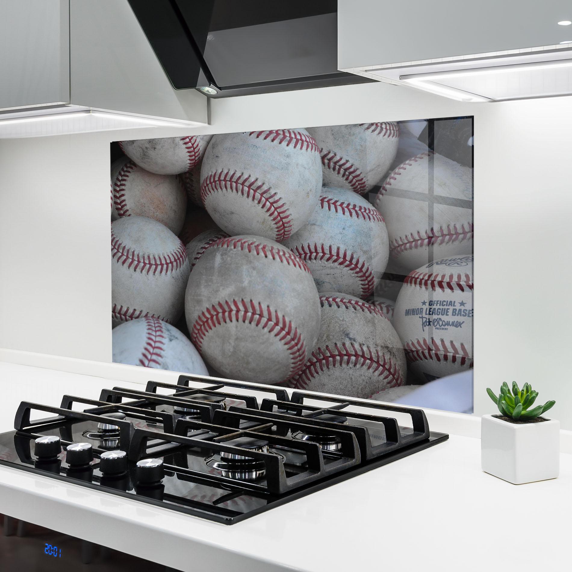 Konyhai üveg hátfal Baseball Balls Set mockup 6