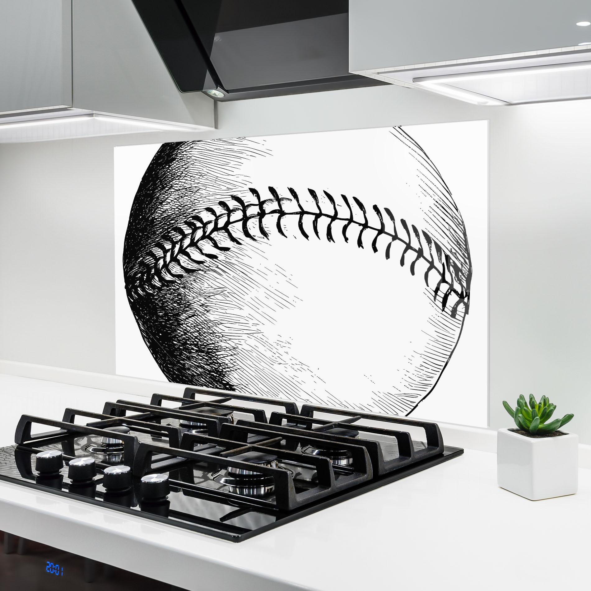 Konyhai üveg hátfal Baseball Black Line mockup 6