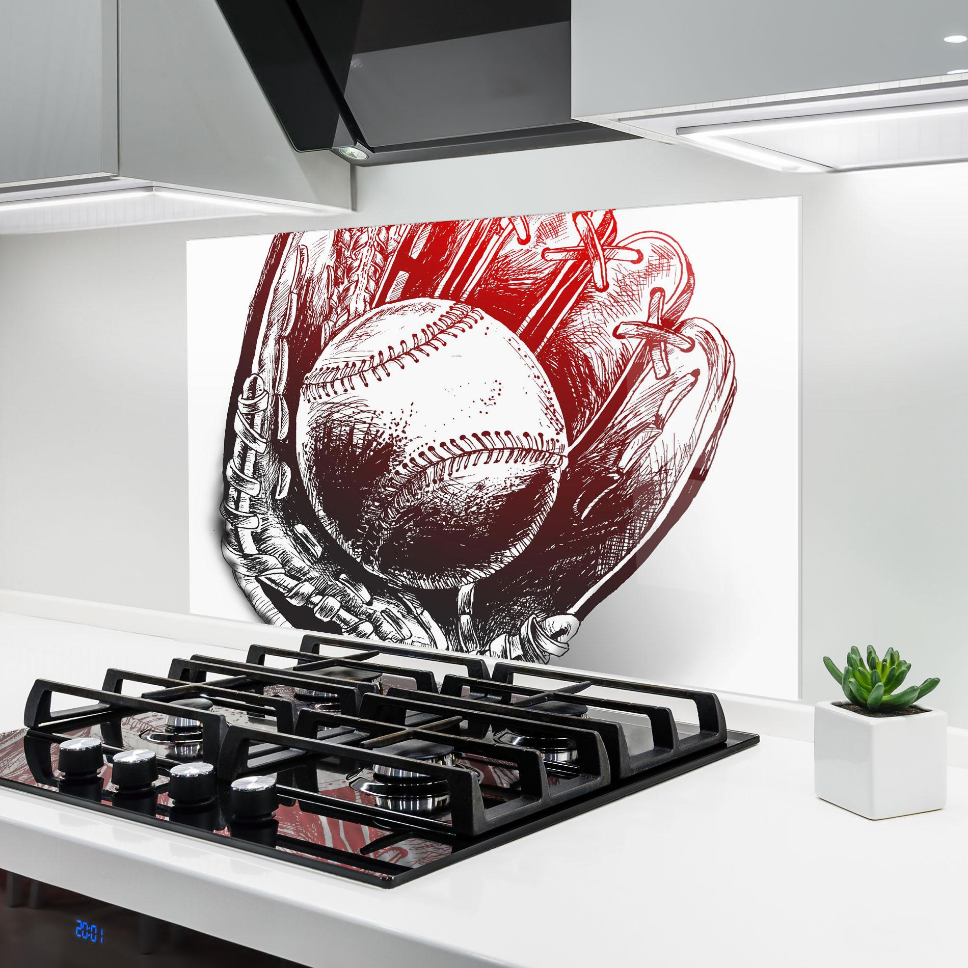 Konyhai üveg hátfal Baseball Glove Art mockup 6