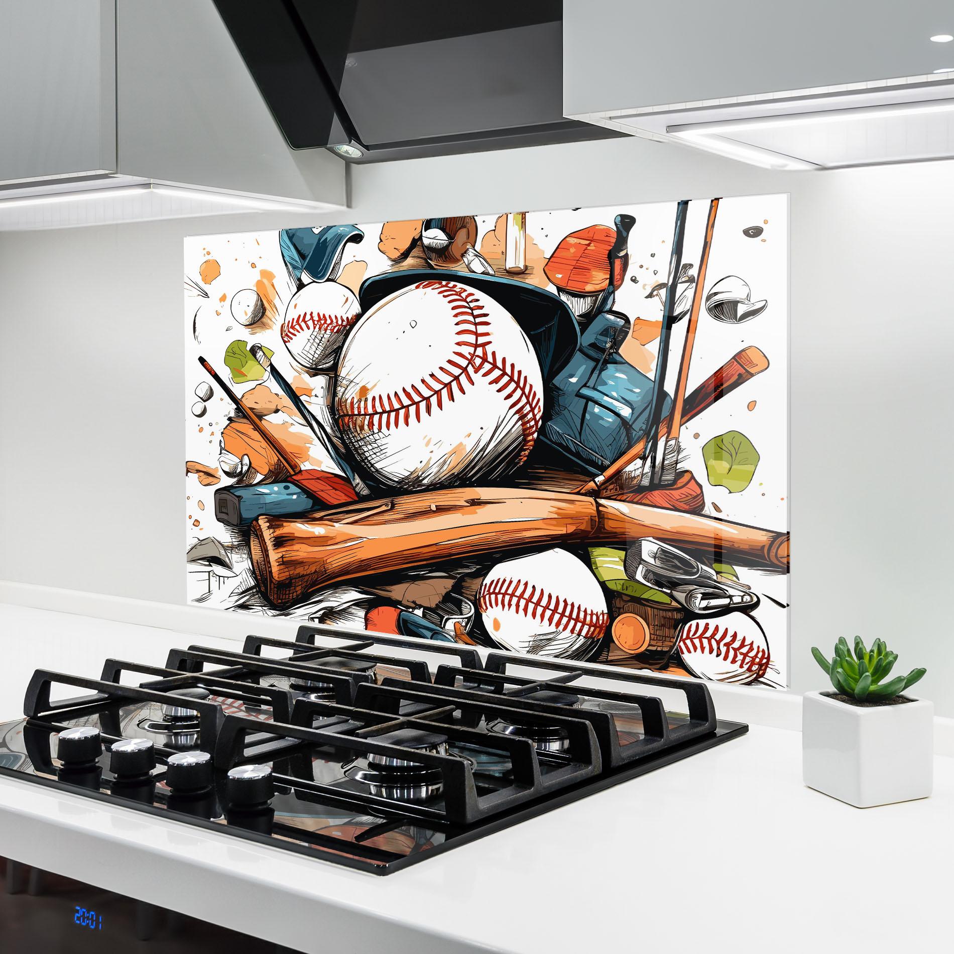 Konyhai üveg hátfal Baseball Trash mockup 6