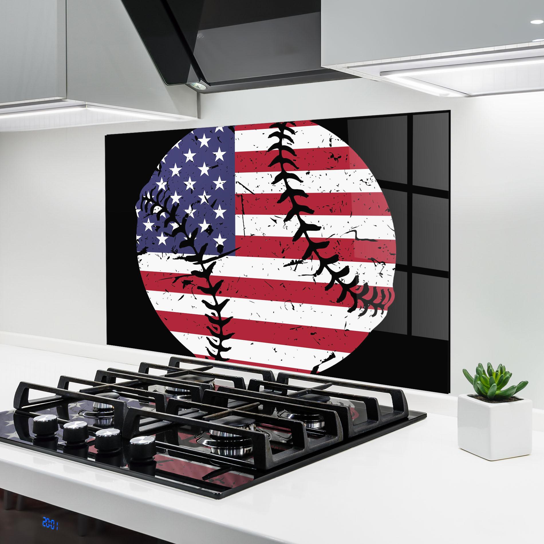 Konyhai üveg hátfal Baseball Usa mockup 6