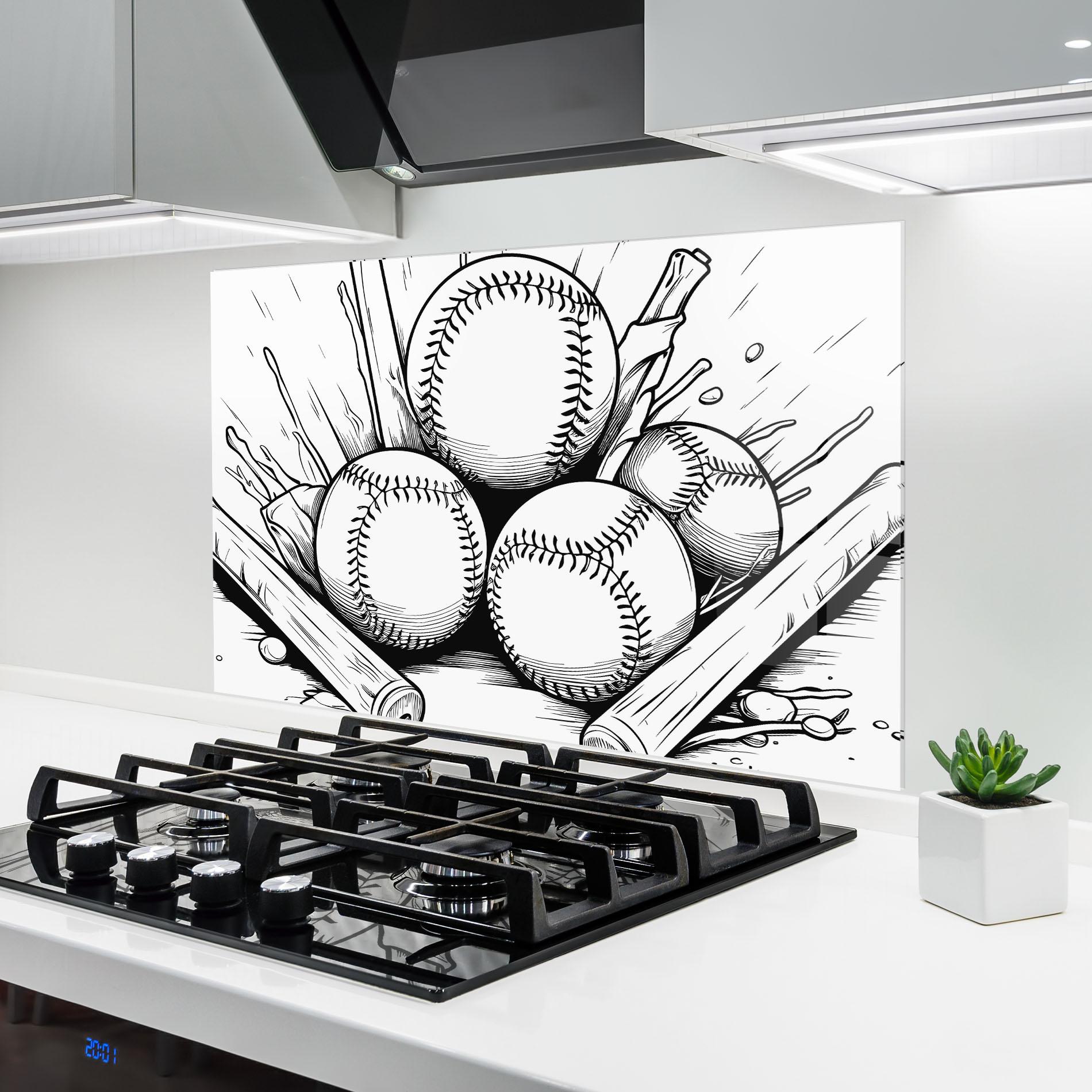 Konyhai üveg hátfal Big Baseball Ball mockup 6