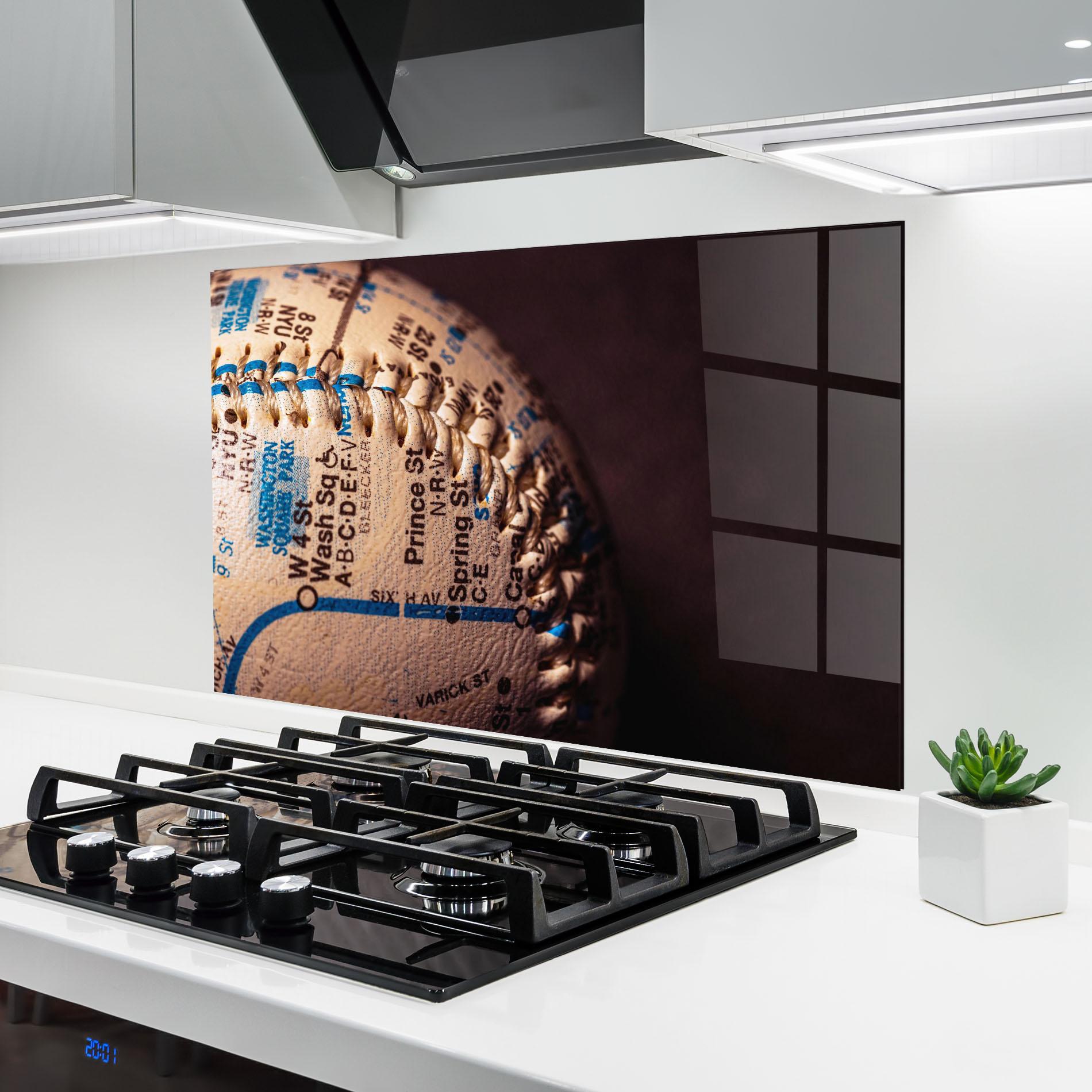 Konyhai üveg hátfal Blue Text Baseball Ball mockup 6