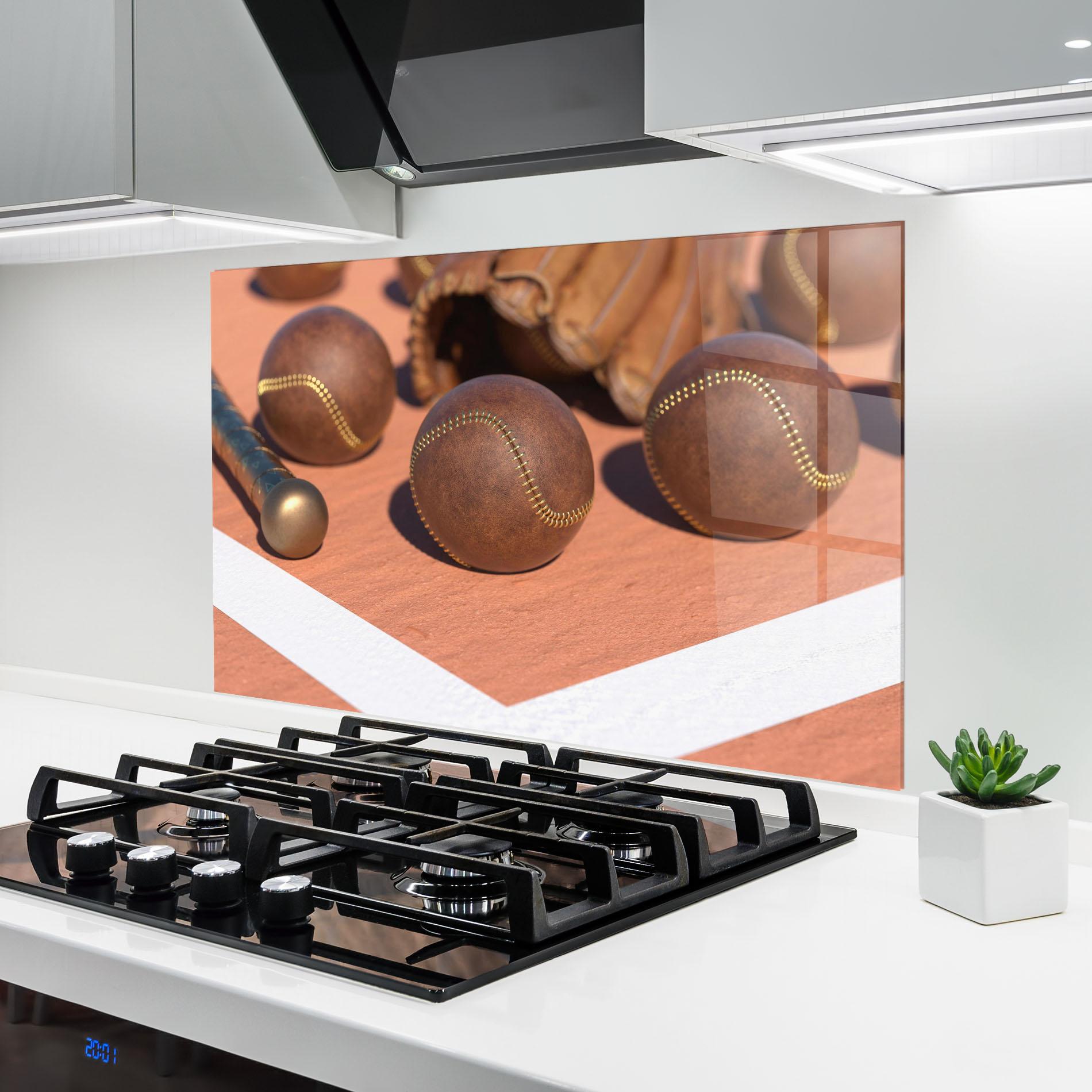 Konyhai üveg hátfal Brown Baseball Ball mockup 6