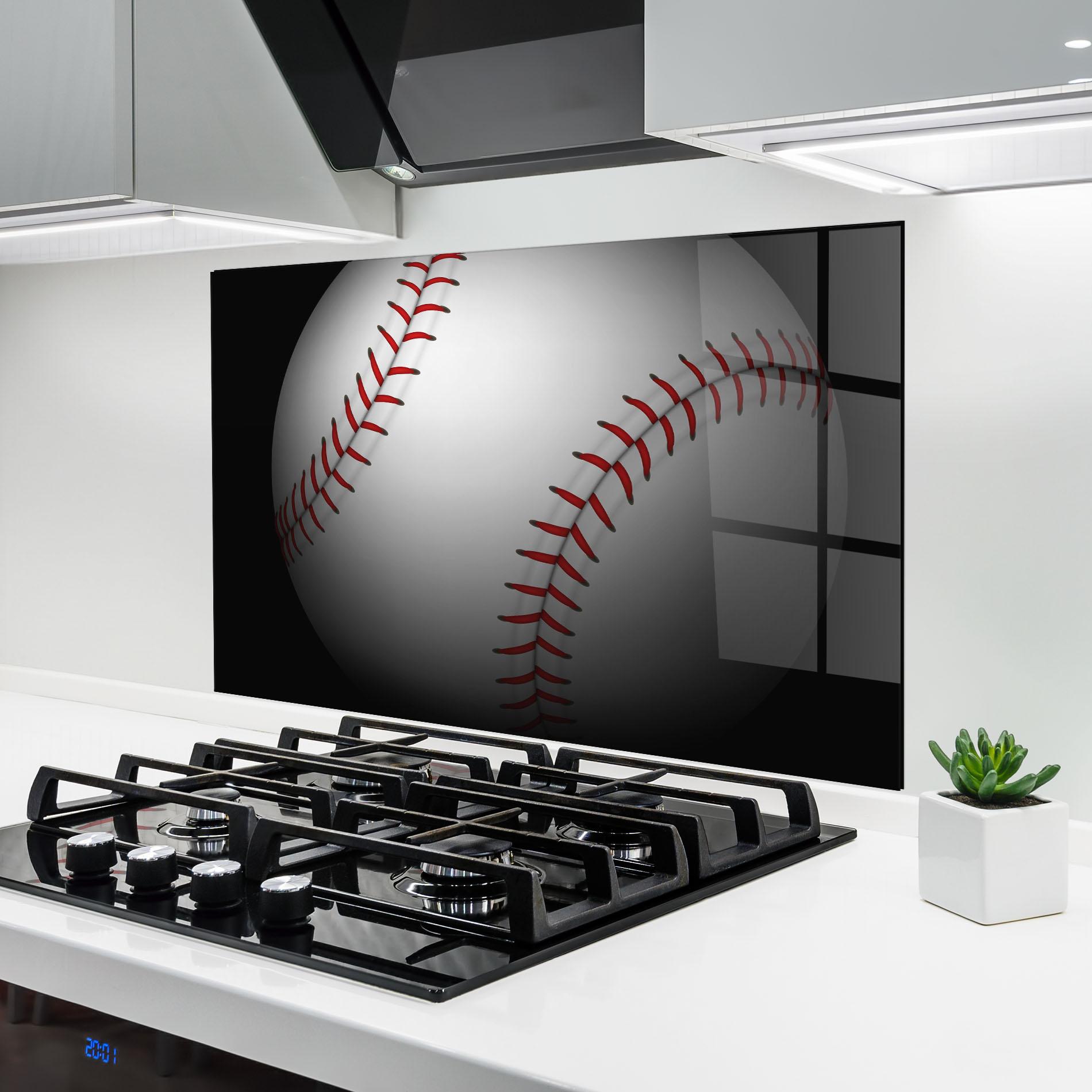 Konyhai üveg hátfal Close Up Baseball mockup 6