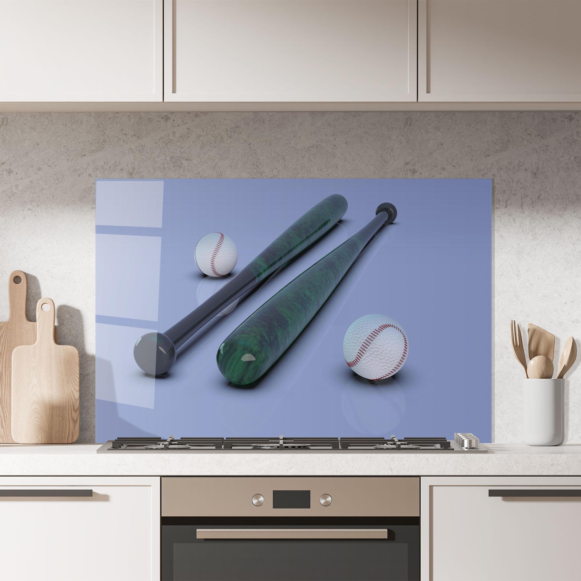 Konyhai üveg hátfal Baseball Ball On Purple mockup 7