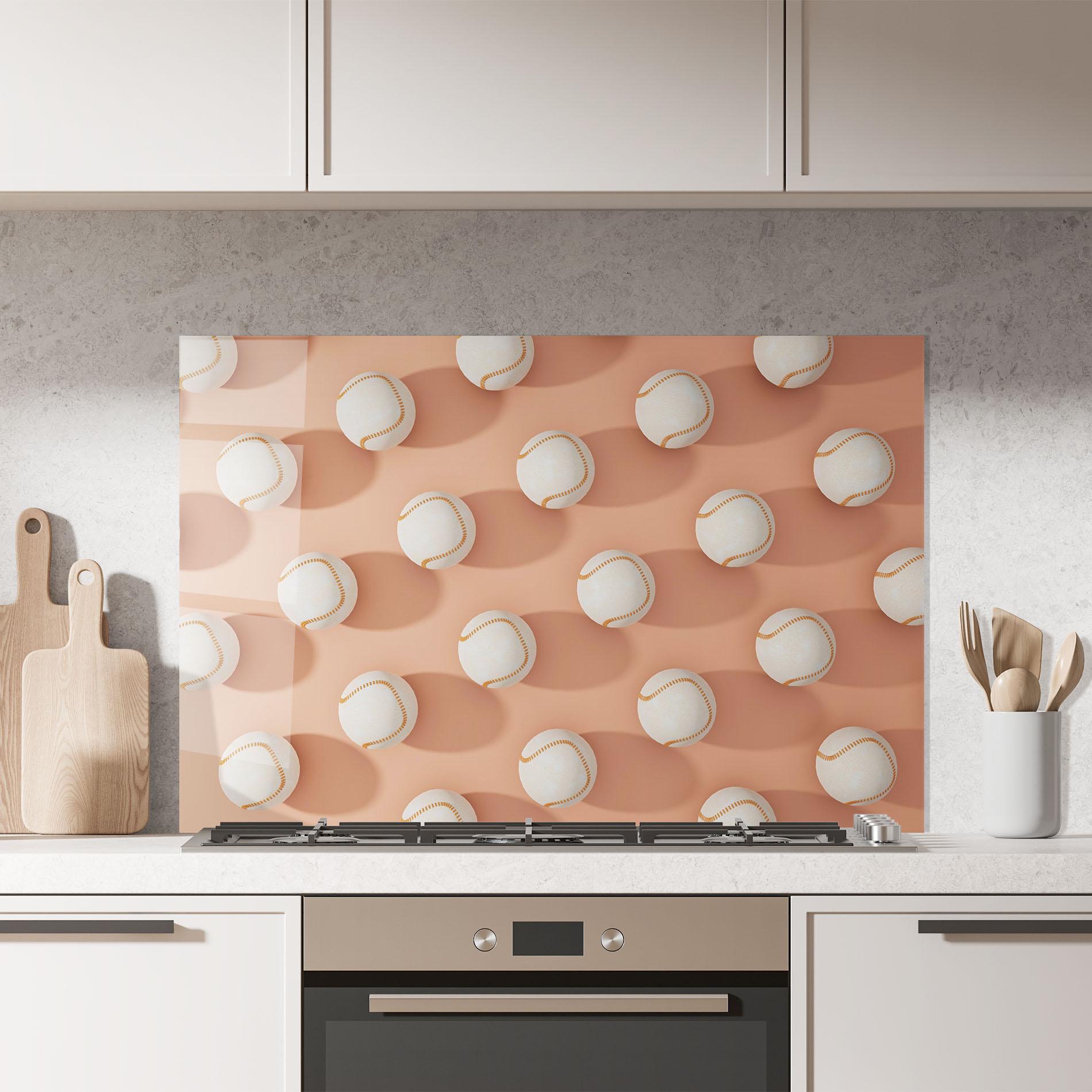 Konyhai üveg hátfal Baseball Ball Pattern mockup 7