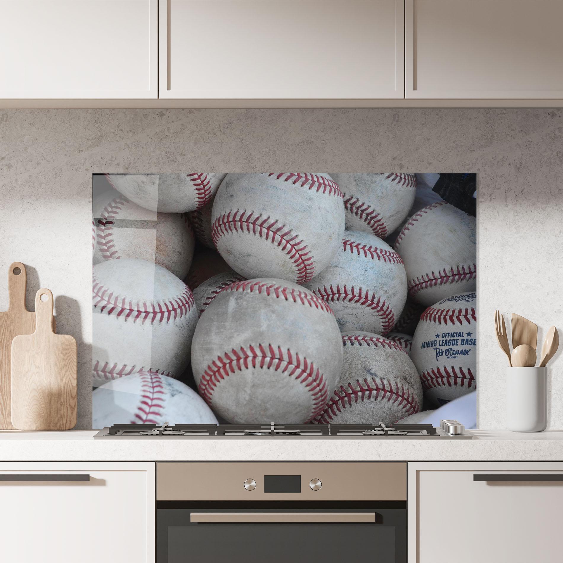 Konyhai üveg hátfal Baseball Balls Set mockup 7