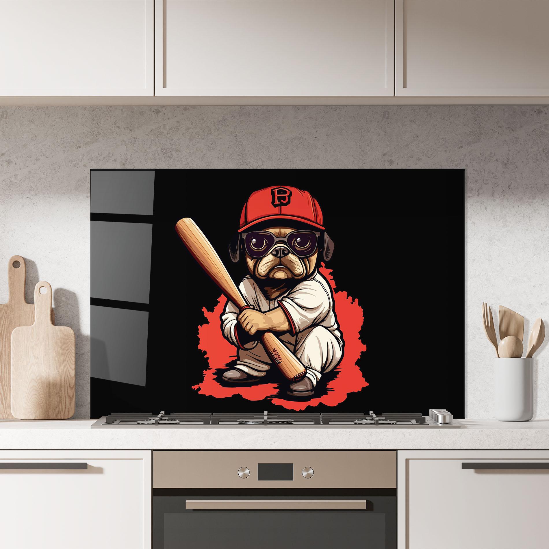 Konyhai üveg hátfal Baseball Dog mockup 7