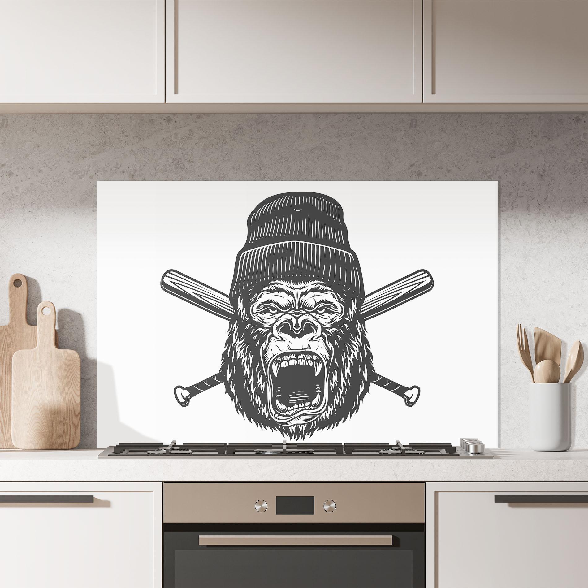 Konyhai üveg hátfal Baseball Gorilla mockup 7