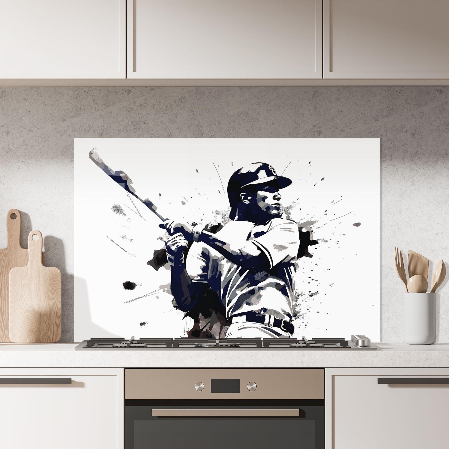 Konyhai üveg hátfal Baseball Grey Art mockup 7